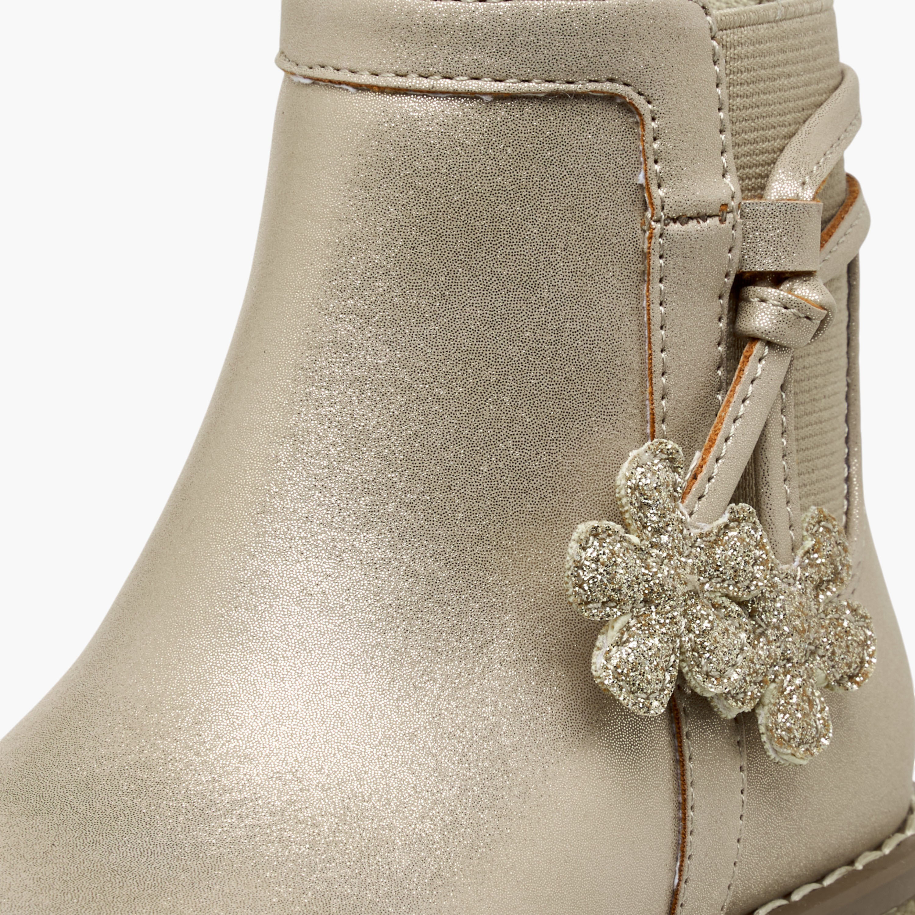 Juniors Solid Ankle Boots with Zip Closure-girls-shoes-boots-image-4