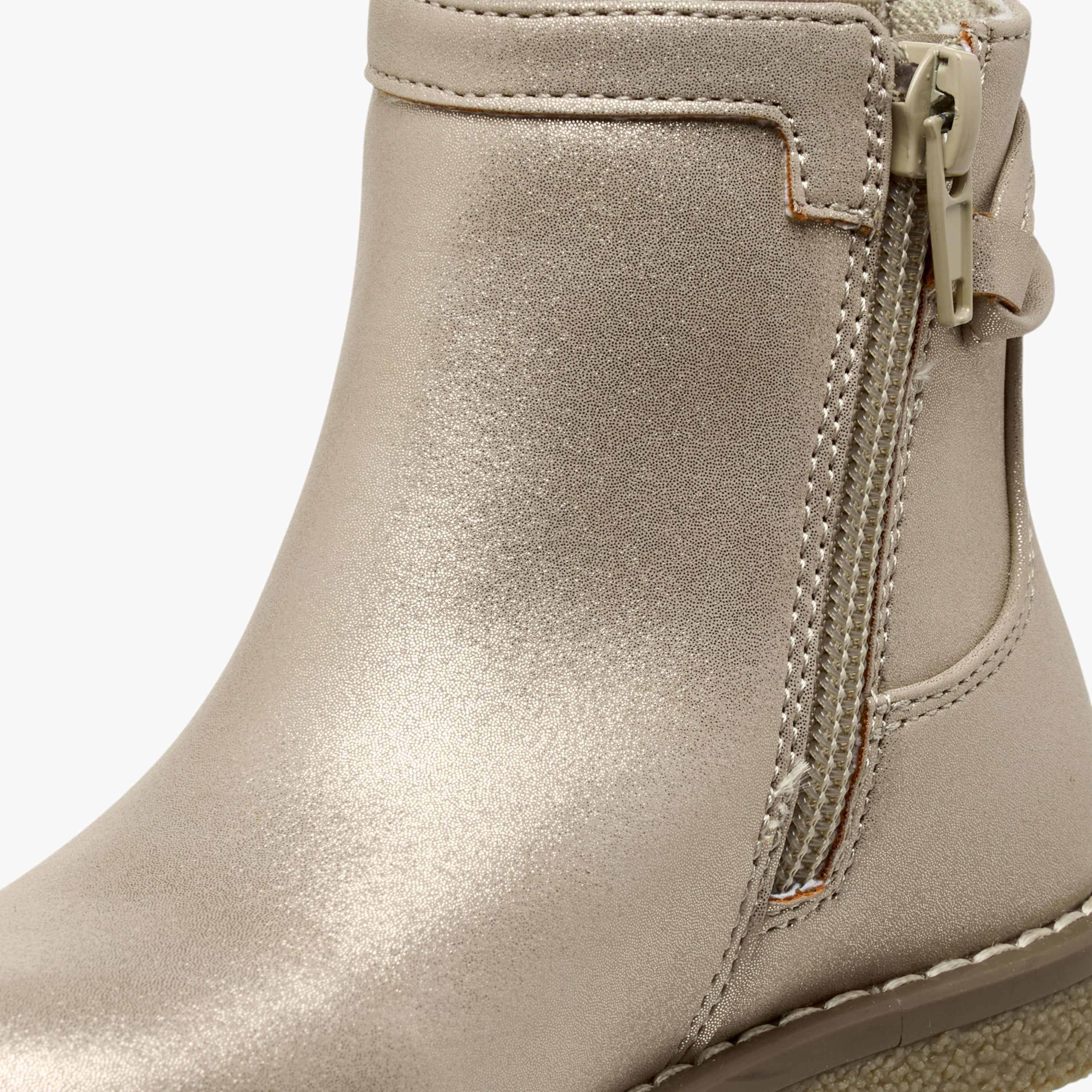 Juniors Solid Ankle Boots with Zip Closure-girls-shoes-boots-image-6