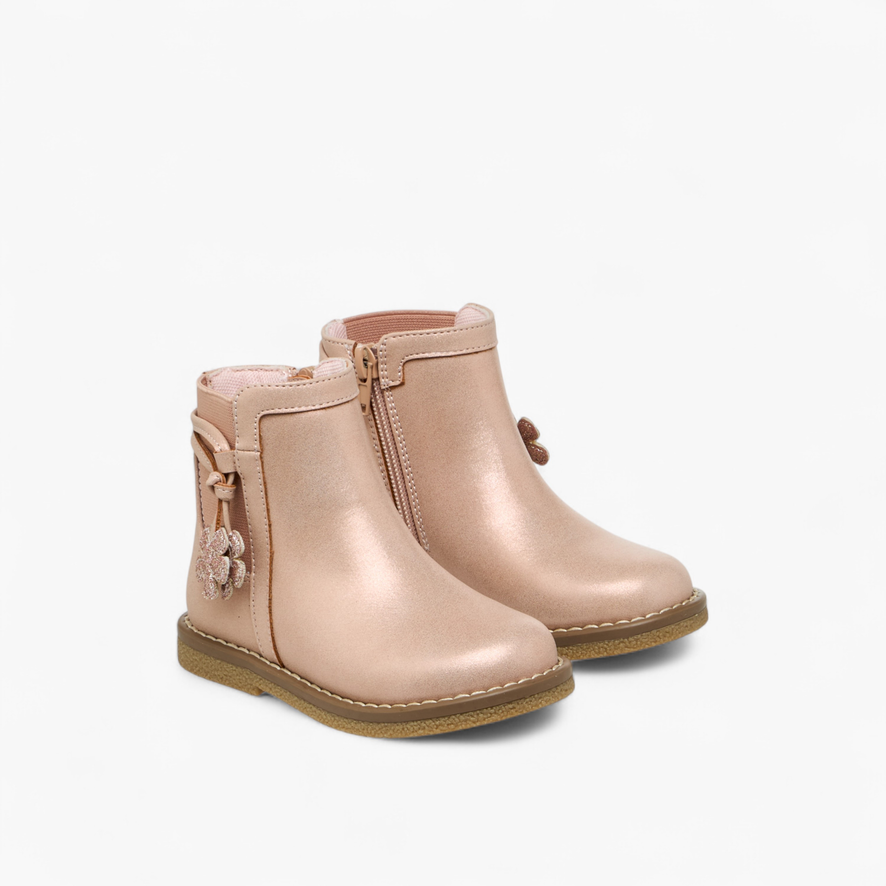 Juniors Solid Ankle Boots with Zip Closure-girls-shoes-boots-image-1