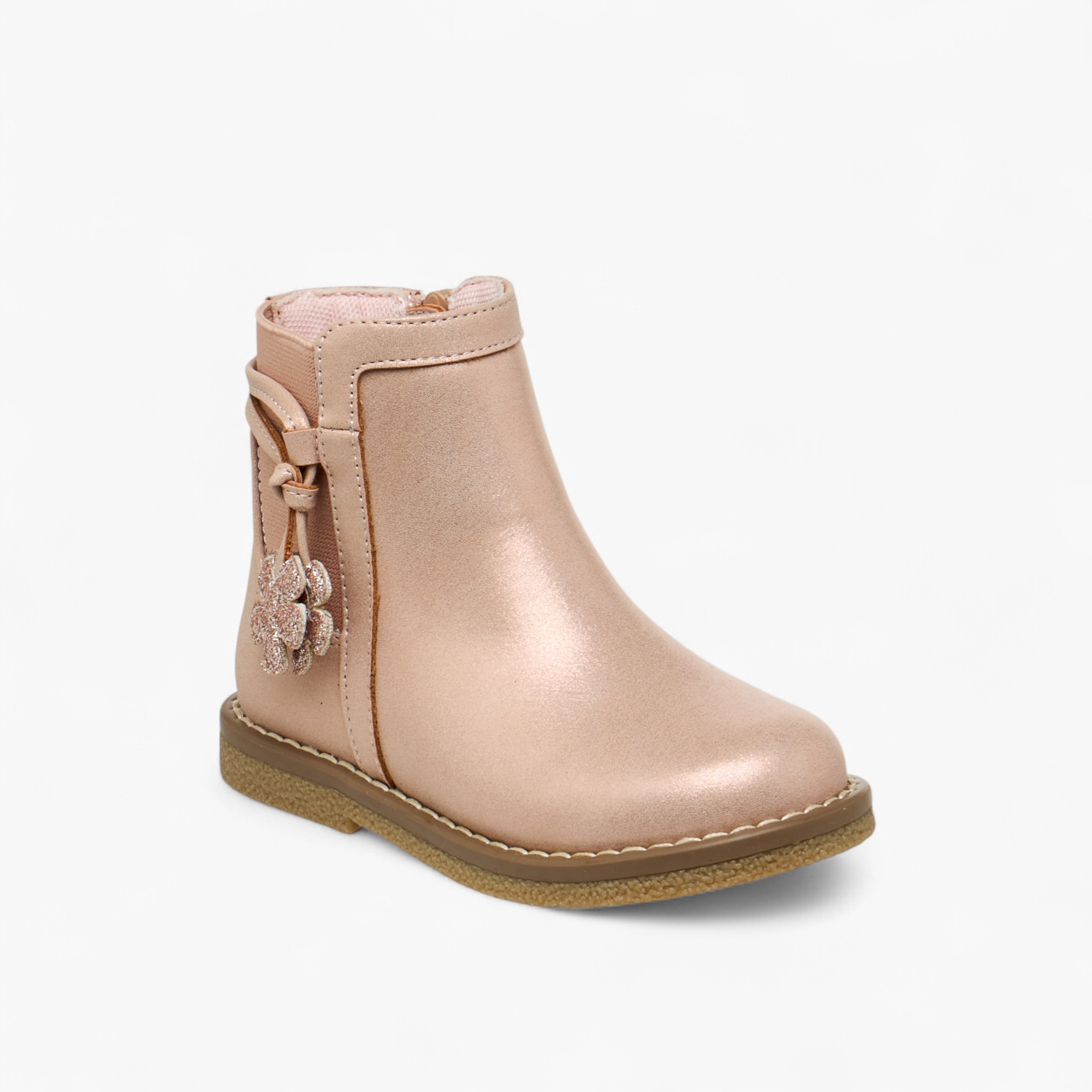 Juniors Solid Ankle Boots with Zip Closure-girls-shoes-boots-image-2