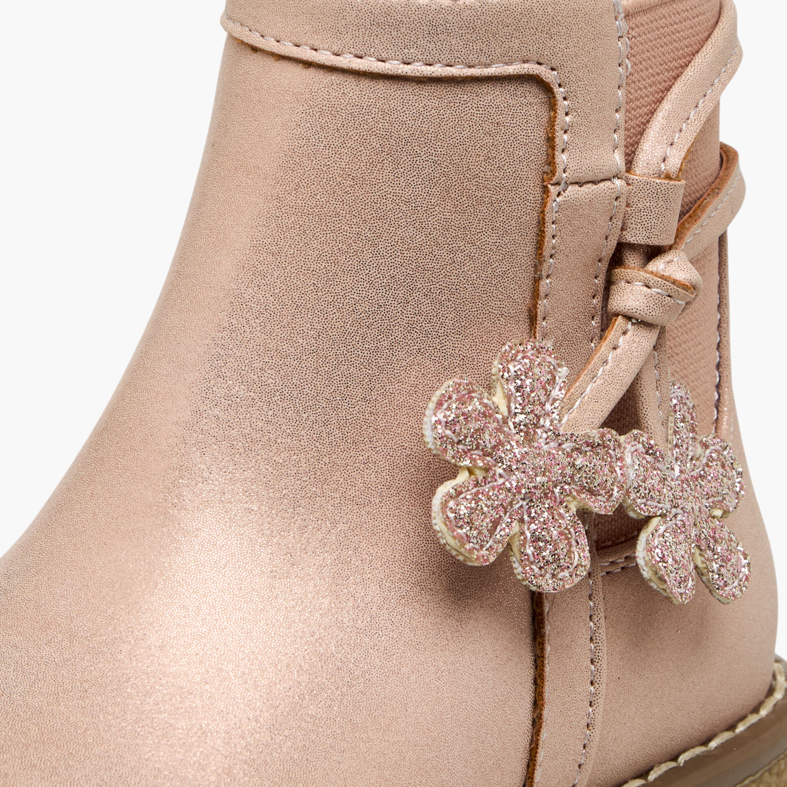 Juniors Solid Ankle Boots with Zip Closure-girls-shoes-boots-image-6