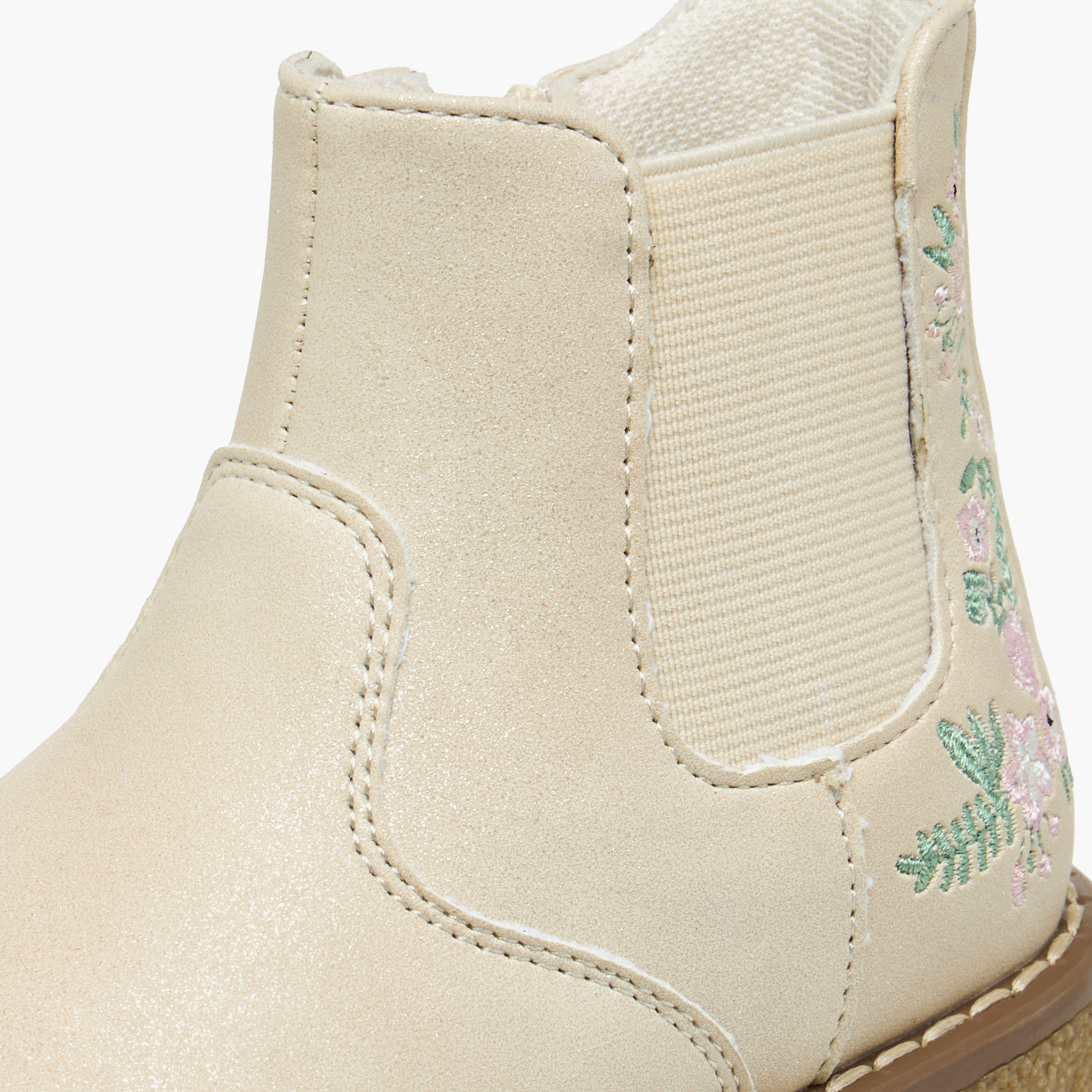 Juniors Embroidered Ankle Boots with Zip Closure-girls-shoes-boots-image-4