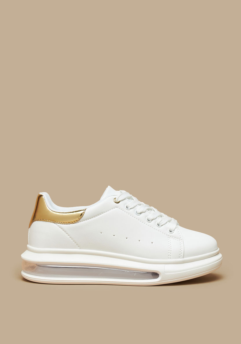 Haadana Solid Sneakers with Metallic Detail and Lace-Up Closure-Women%27s Sneakers-image-0