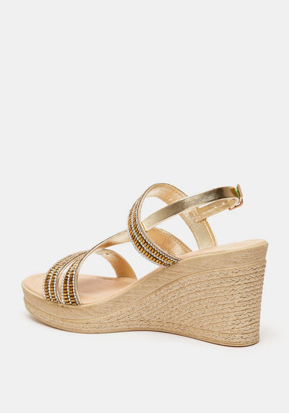 Le Confort Embellished Sandals with Wedge Heels and Buckle Closure-Women%27s Heel Sandals-image-2