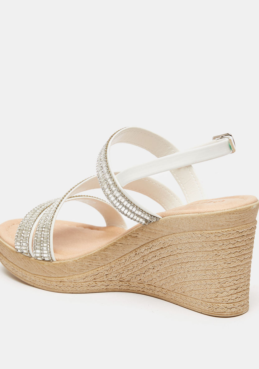 Le Confort Embellished Sandals with Wedge Heels and Buckle Closure-Women%27s Heel Sandals-image-2