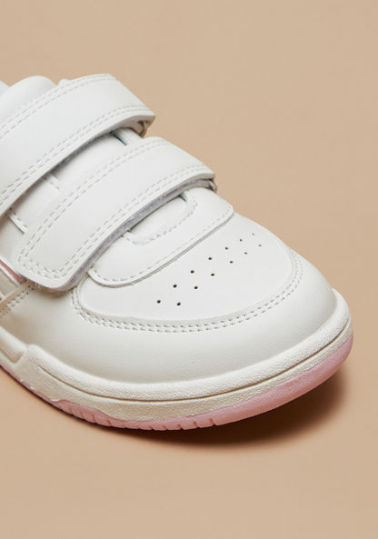 Juniors Textured Sneakers with Hook and Loop Closure-Girl%27s Sneakers-image-3
