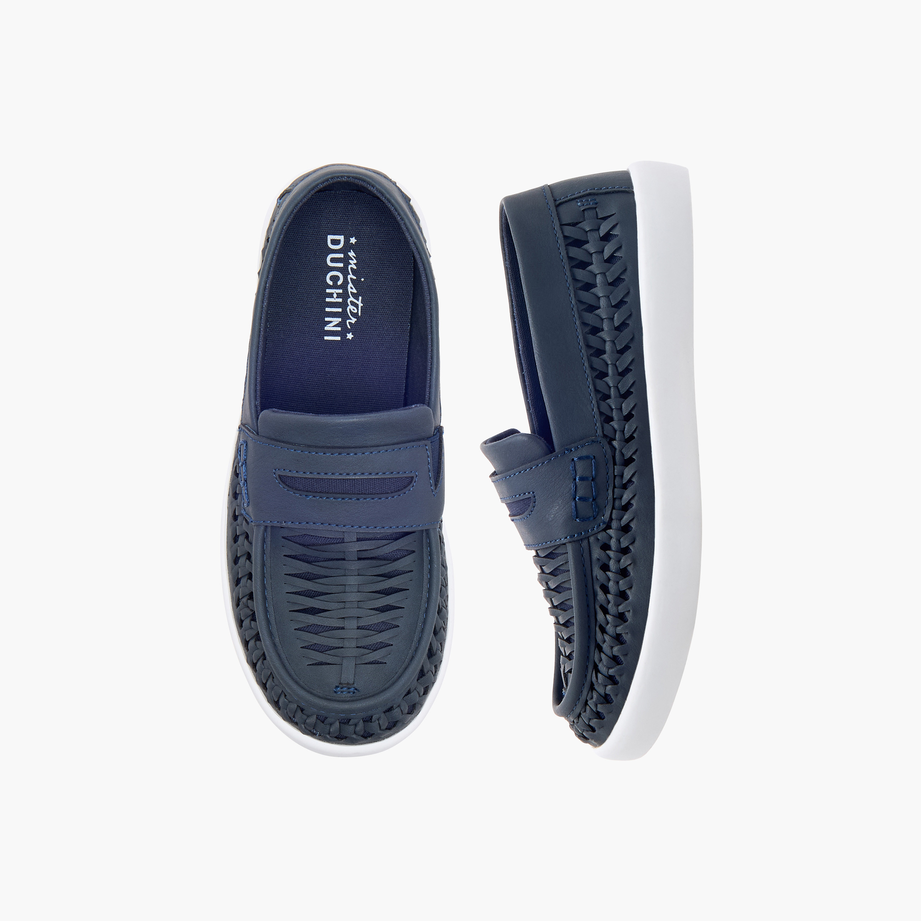 Mister Duchini Weave Textured Slip-On Loafers-boys-shoes-loafers-image-1