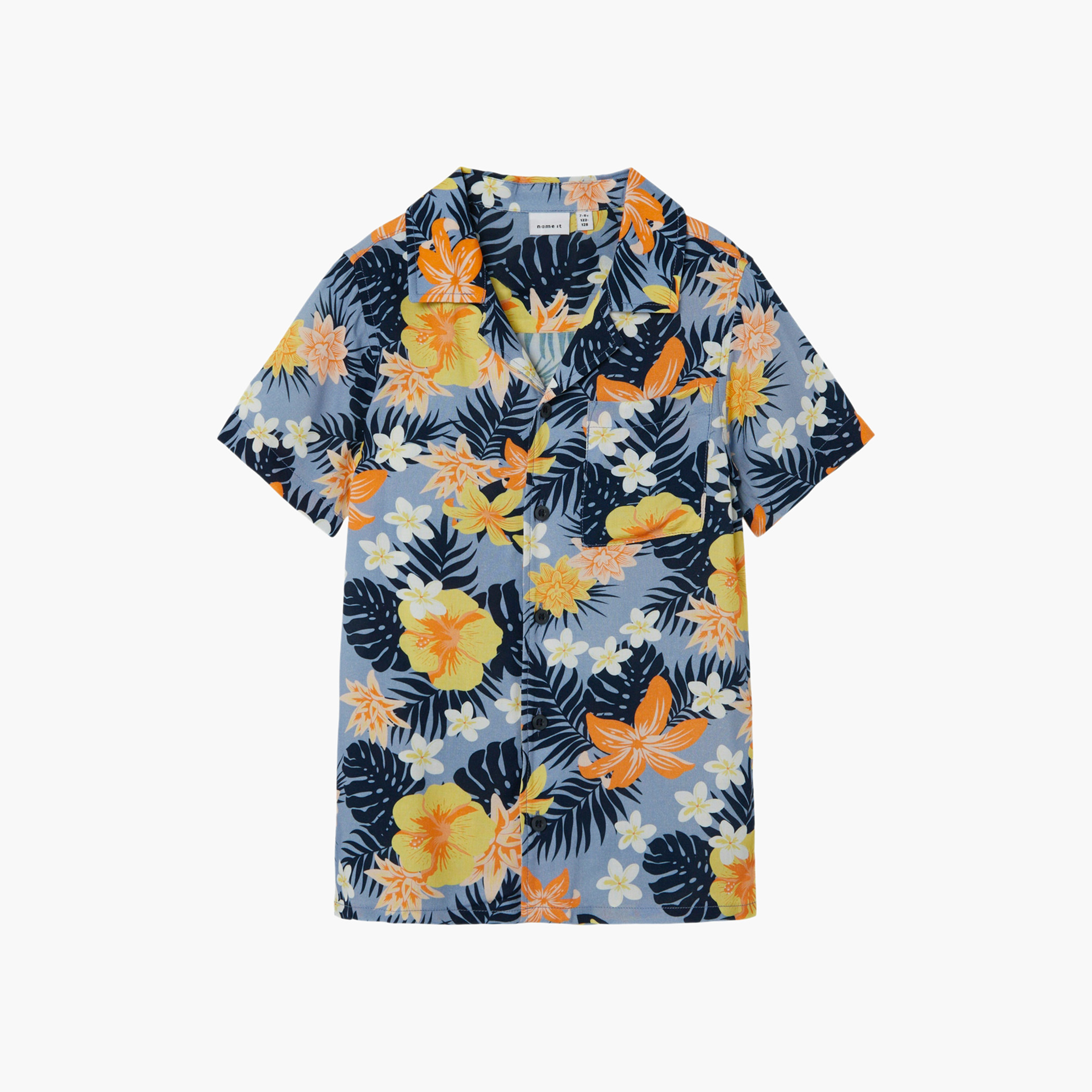 قميص بطبعات أزهار وأكمام قصيرة وجيب على الصدر من نيم إت-boys-clothing-shirts-image-1