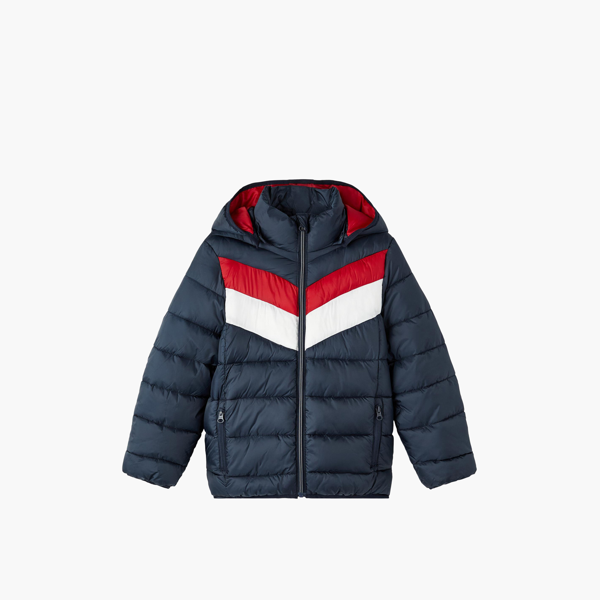 Name It Colourblock Puffer Jacket with Hood and Long Sleeves-boys-clothing-jacketsandcoats-image-1