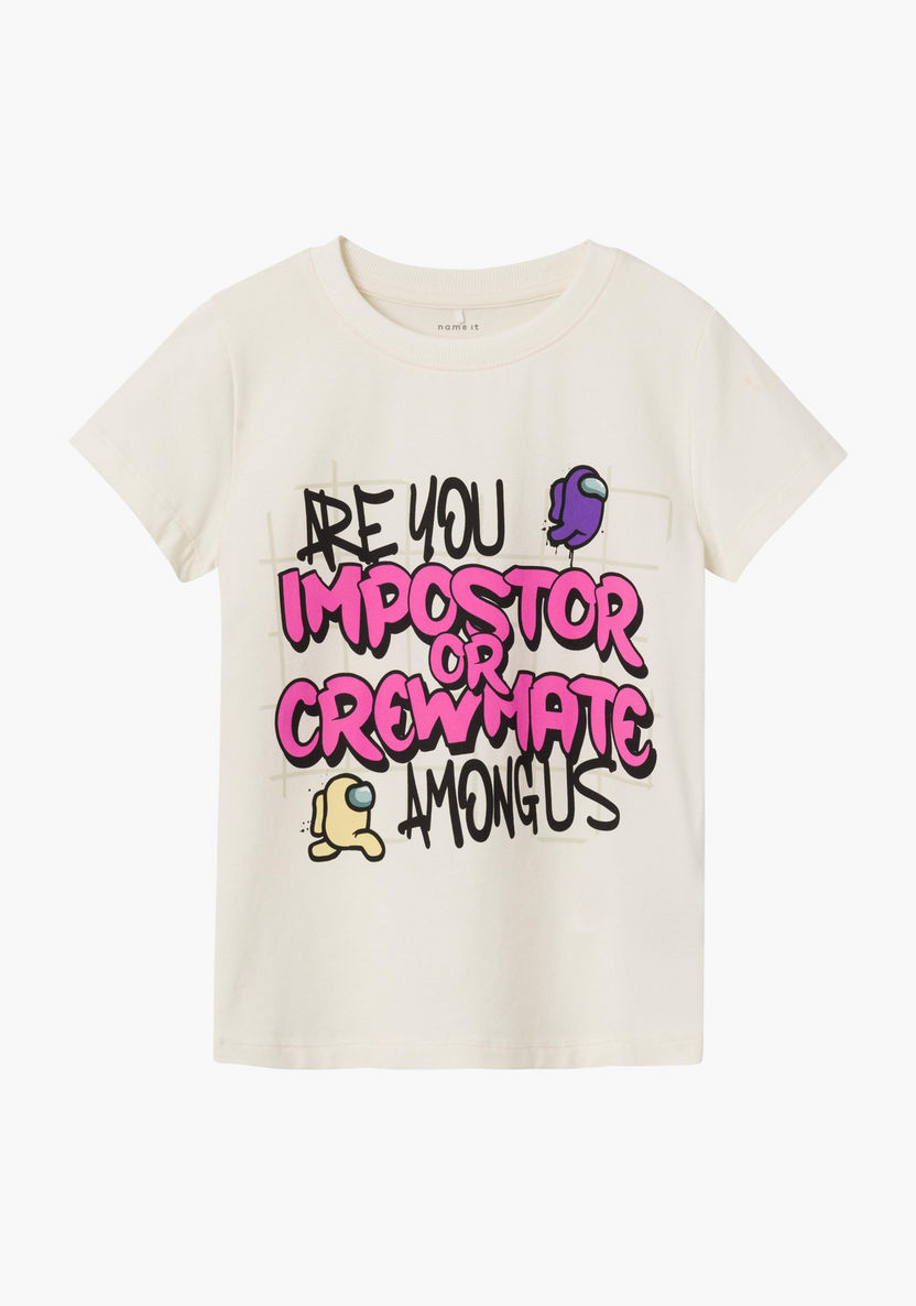 Graphic Print T-shirt with Crew Neck and Short Sleeves Online for Girls | UAE