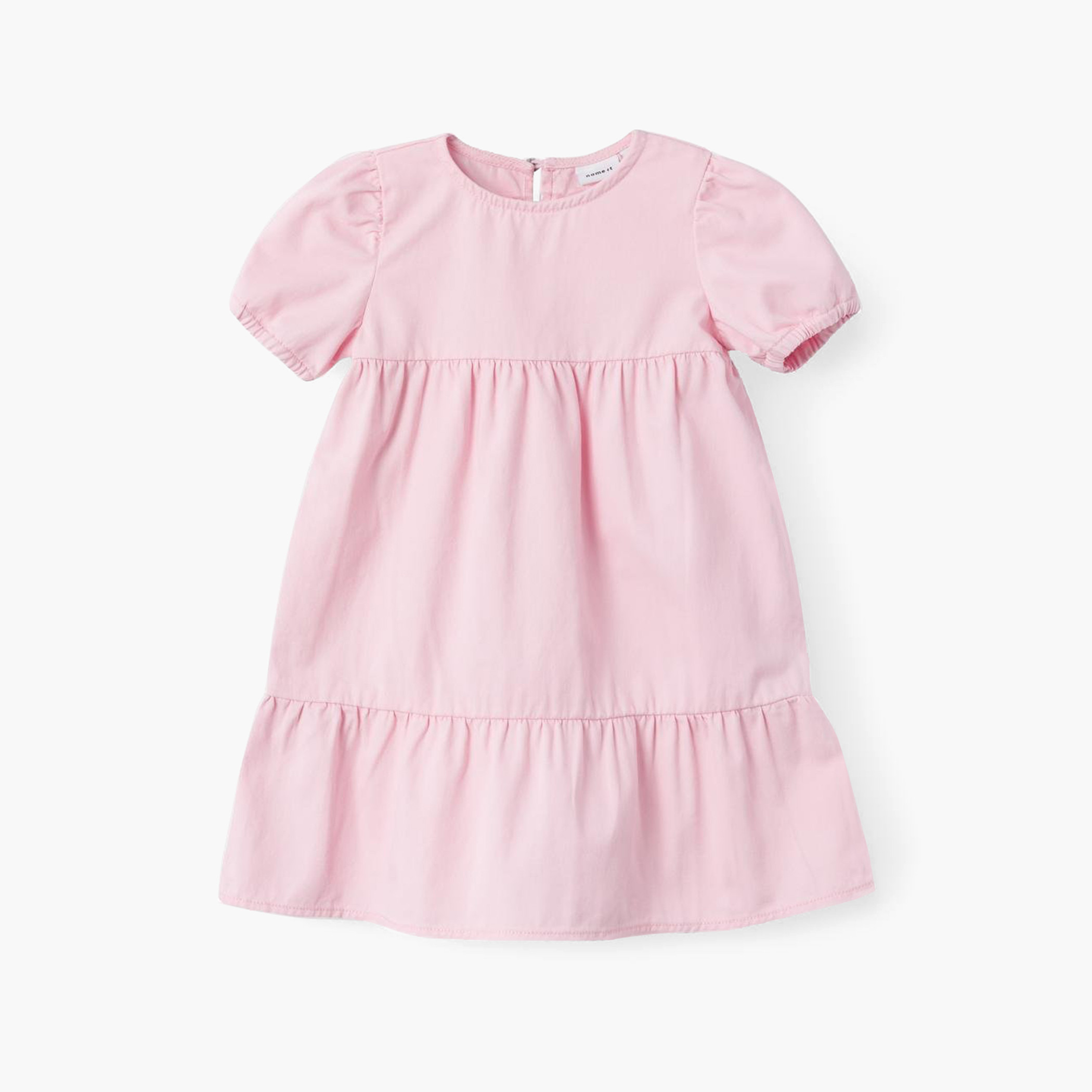 فستان إيه لاين سادة متعدّد الطبقات بأكمام قصيرة من نيم إت-girls-clothing-dressesandjumpsuits-image-1