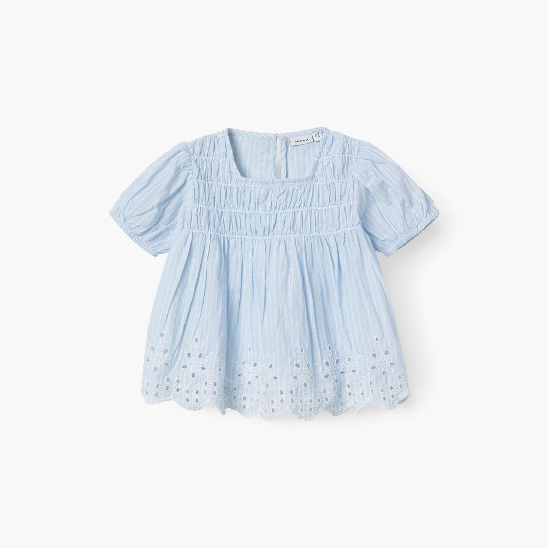 بلوزة شيفلي بارزة الملمس بياقة مربعة وأكمام قصيرة من نيم إت-girls-clothing-blousesandshirts-image-1