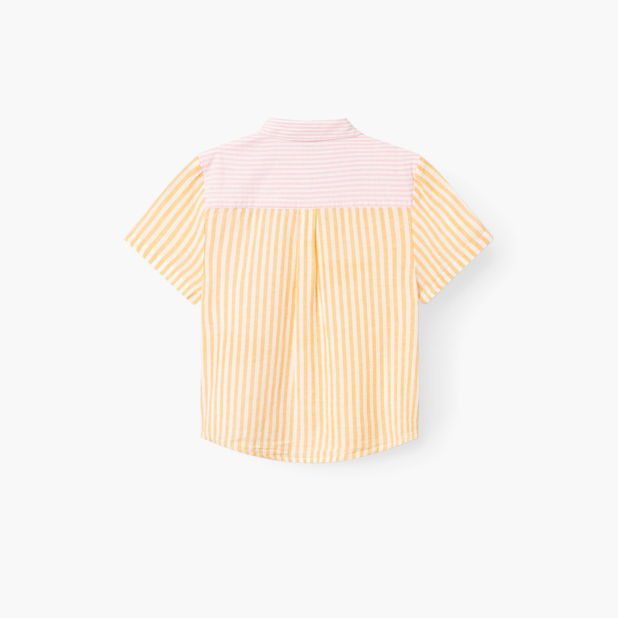 Name It Striped Shirt with Short Sleeves and Pockets-girls-clothing-blousesandshirts-image-2