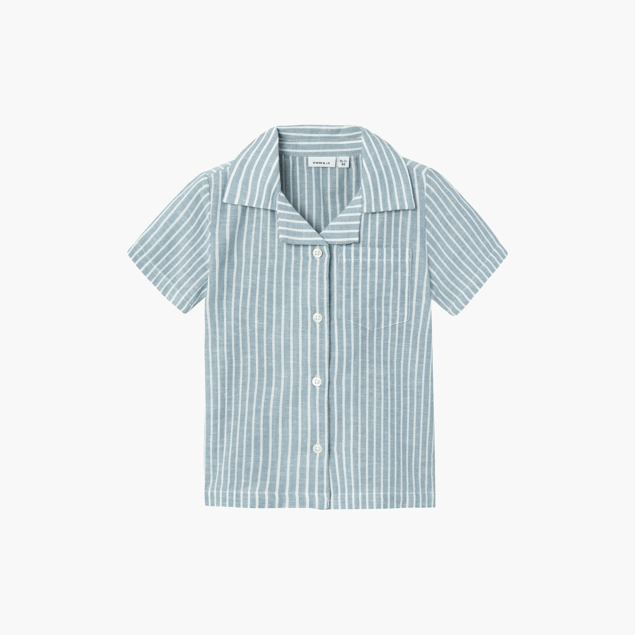 Name It Striped Short Sleeve Shirt with Camp Collar-boys-clothing-shirts-image-1