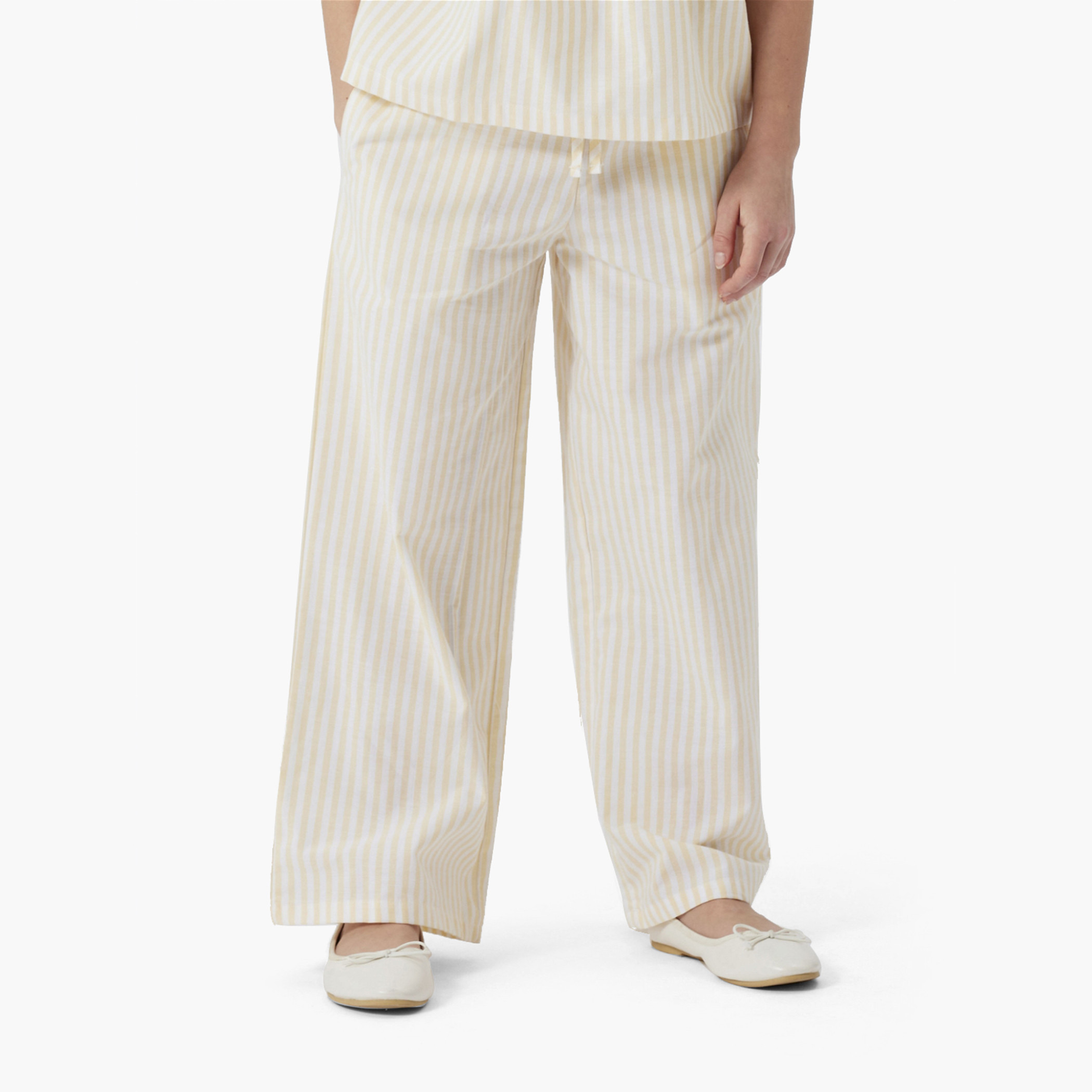 Buy Name It Striped Wide Leg Pant with Drawstring Closure