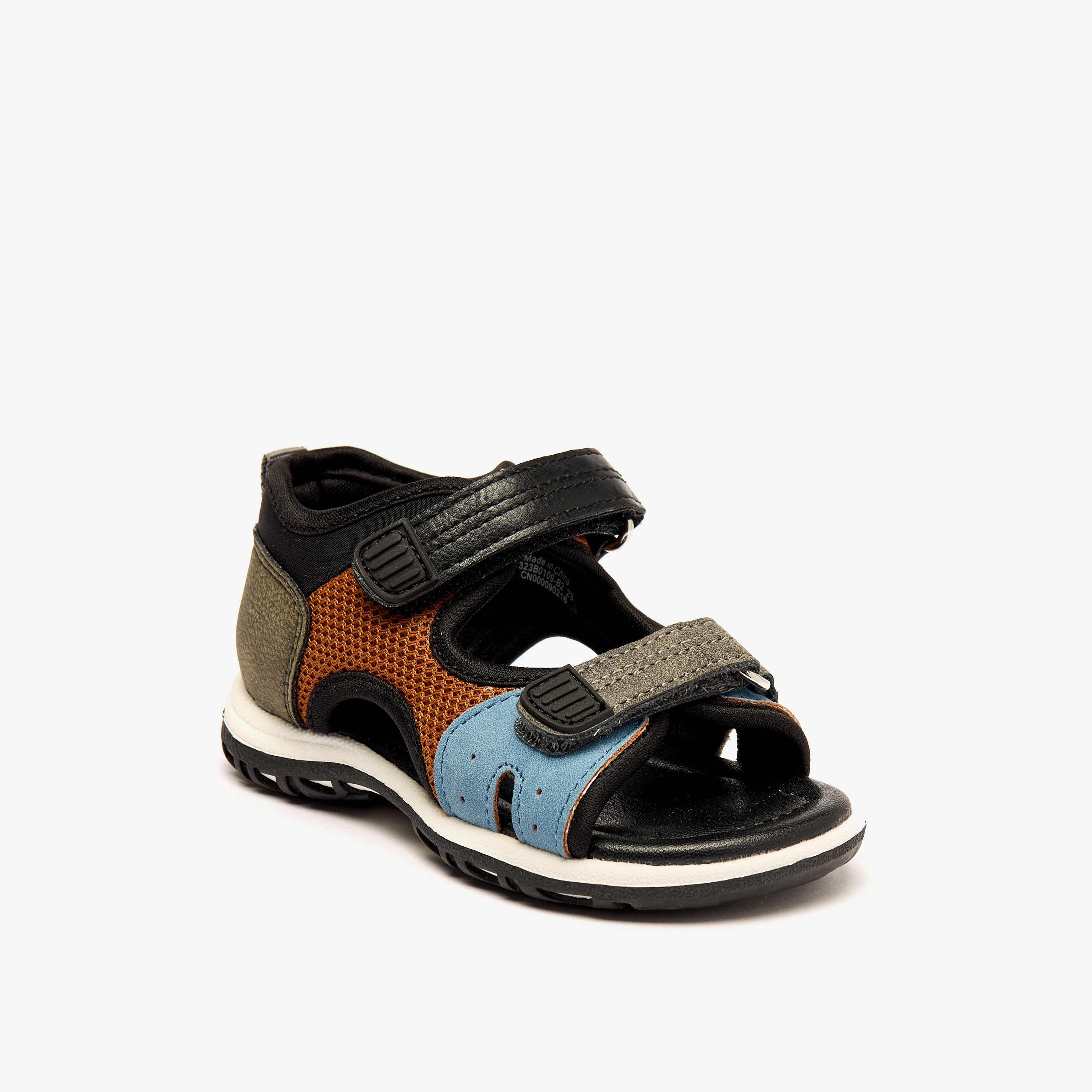 Barefeet Panelled Sandals with Hook and Loop Closure-boys-shoes-sandals-image-1