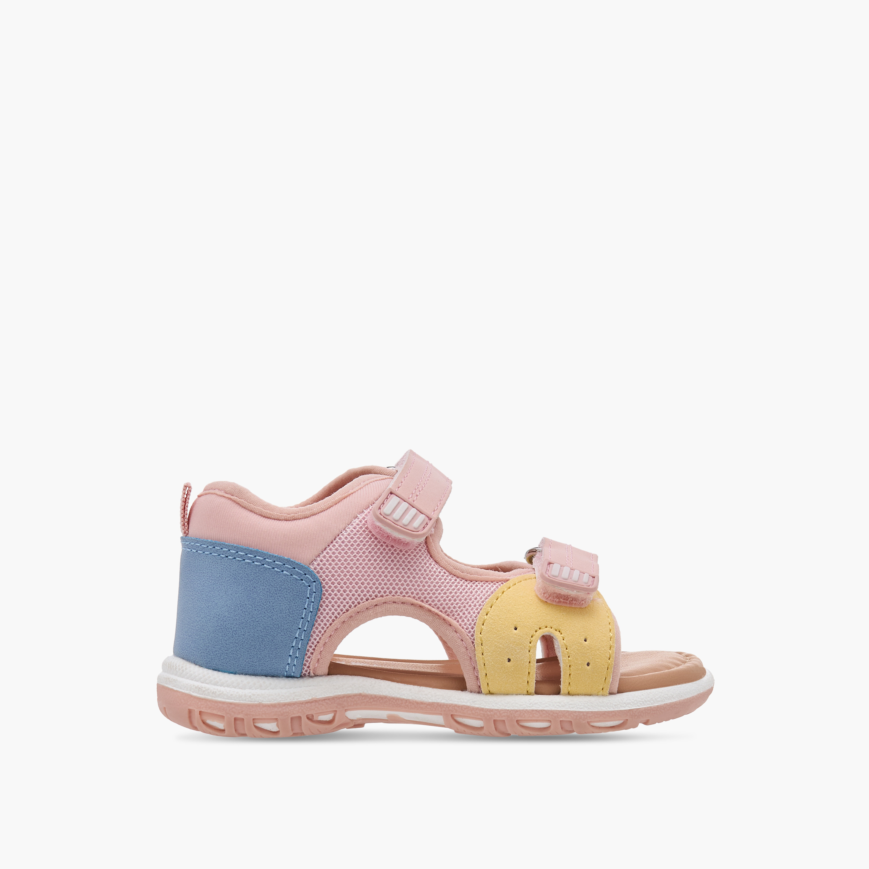 Barefeet Panelled Sandals with Hook and Loop Closure-girls-shoes-sandals-image-7