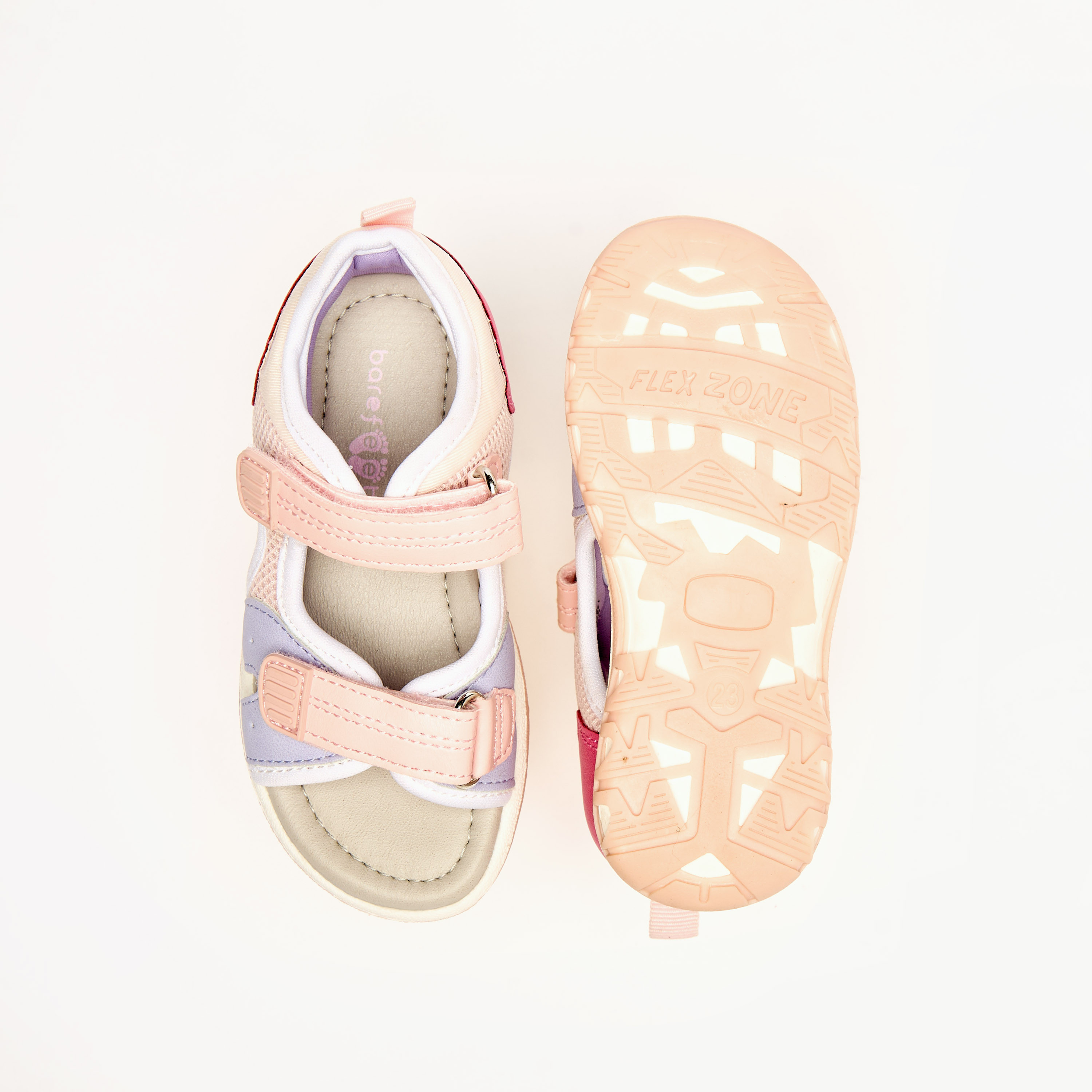Barefeet Panelled Sandals with Hook and Loop Closure-girls-shoes-sandals-image-4