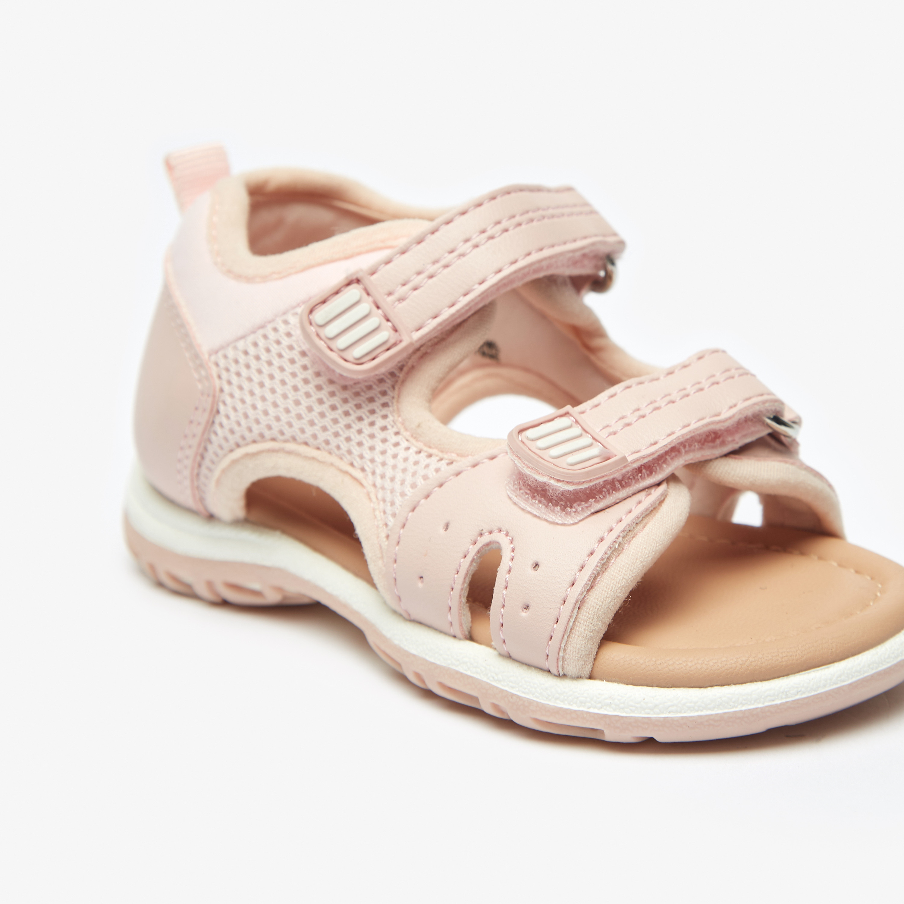 صندل بحزام بارز الملمس وشريط إغلاق لاصق من بيرفيت-girls-shoes-sandals-image-4
