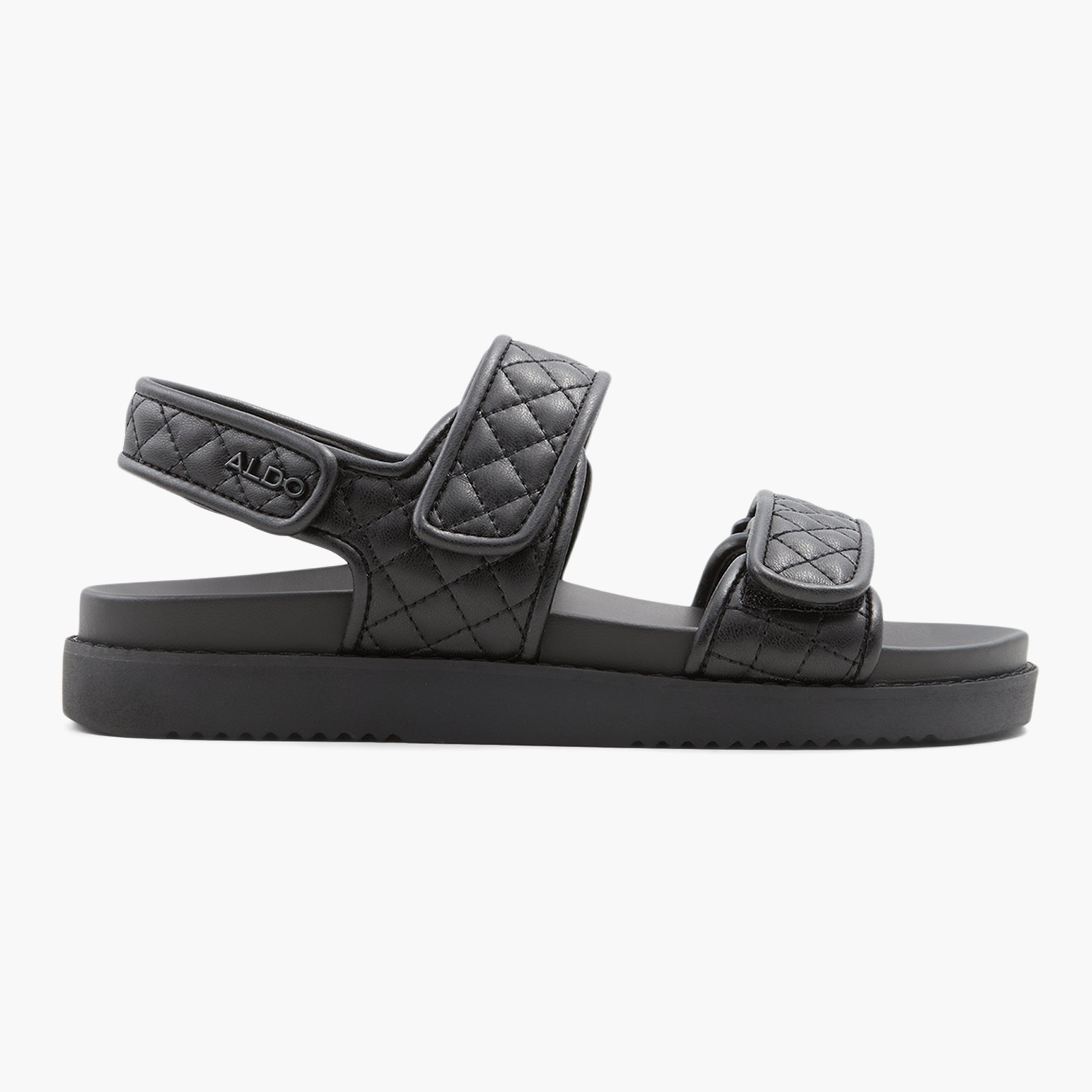 صندل ألدونسائي أسود بحزام مفتوح عند الأصابع-women-shoes-sandals-flats-image-1