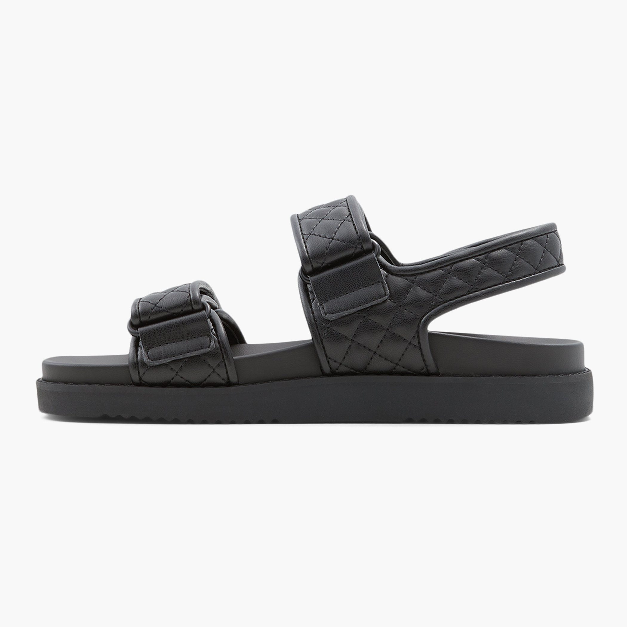 صندل ألدونسائي أسود بحزام مفتوح عند الأصابع-women-shoes-sandals-flats-image-3