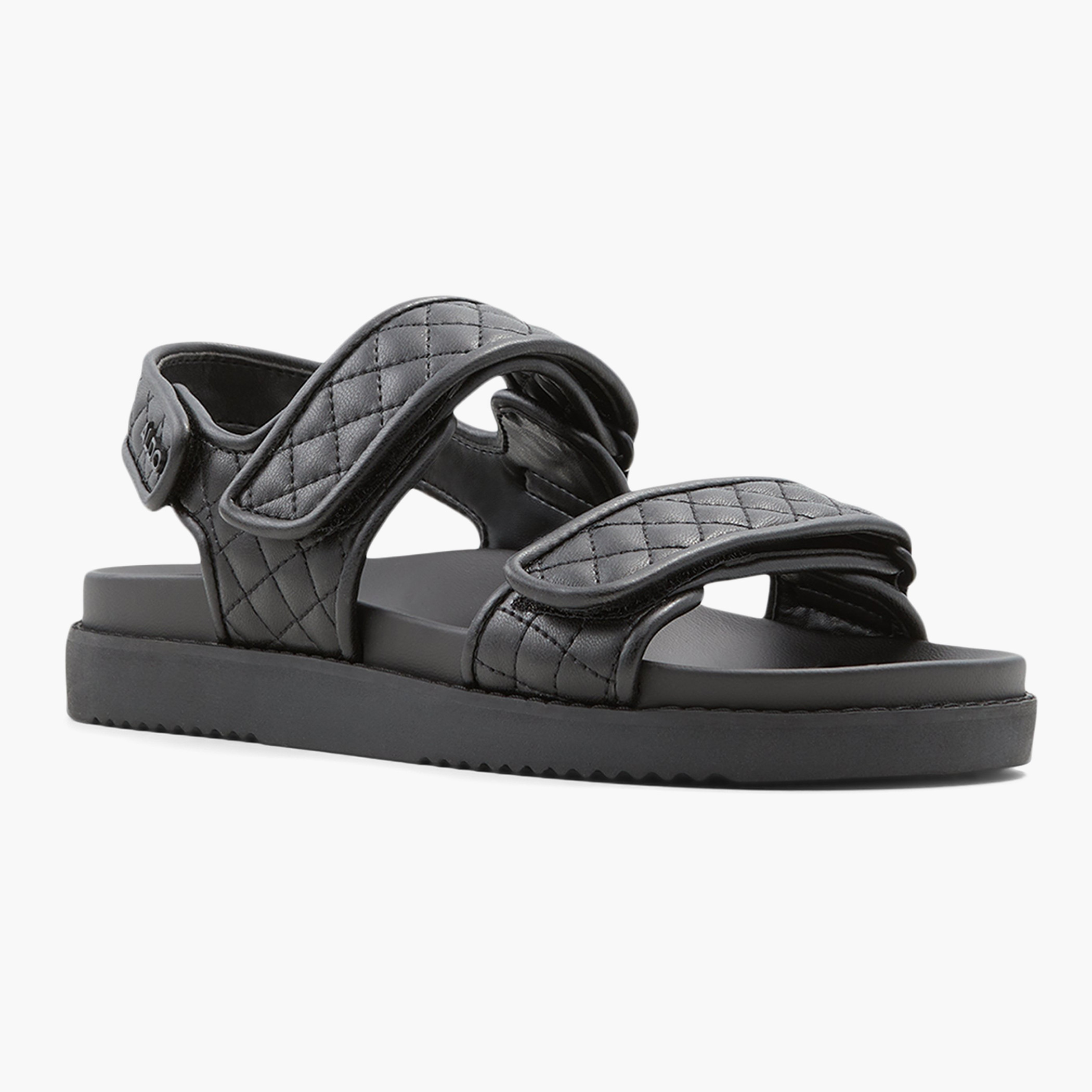 صندل ألدونسائي أسود بحزام مفتوح عند الأصابع-women-shoes-sandals-flats-image-4