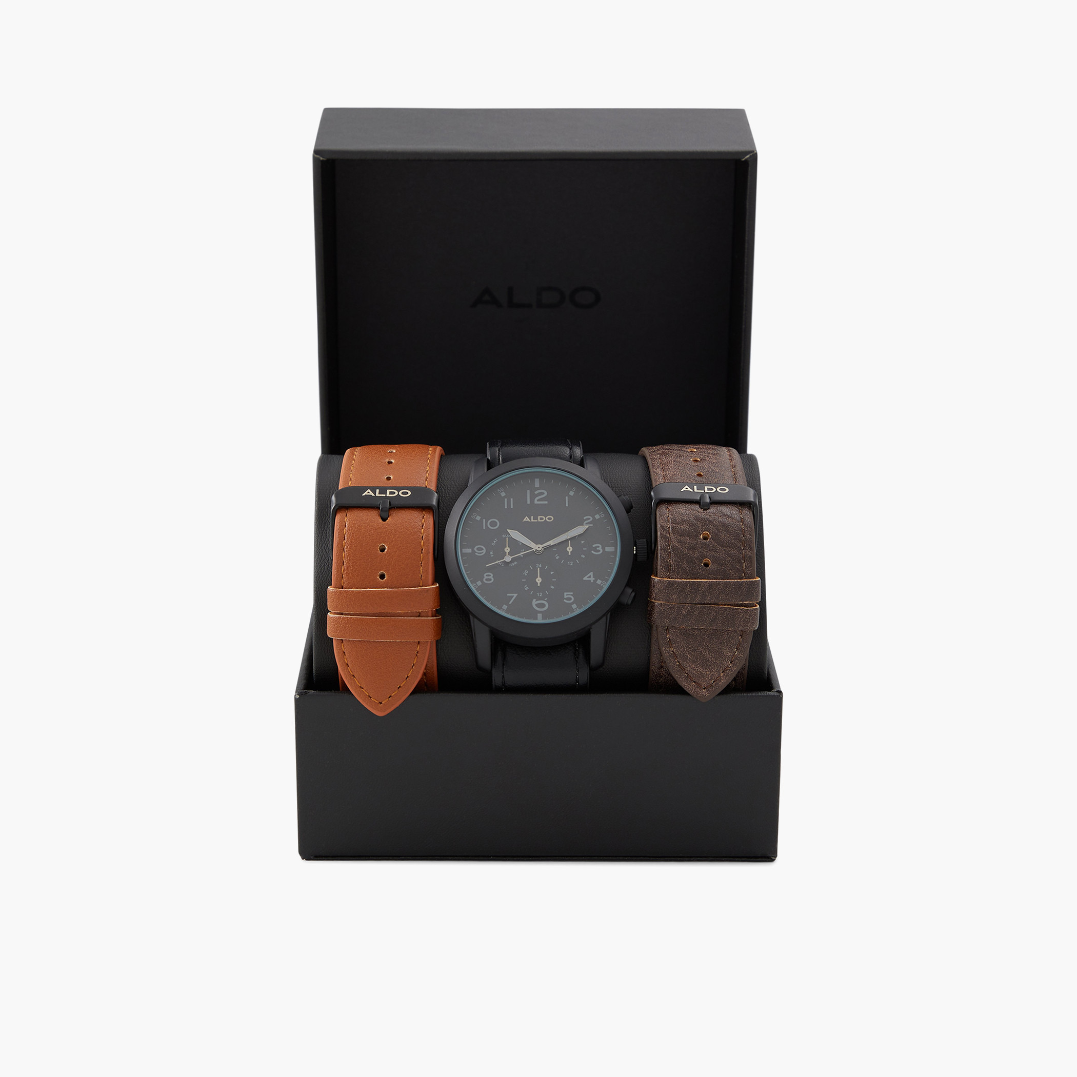 Aldo Men Black Strap Watch with Two Additional Straps-men-watchesandjewellery-watches-image-1