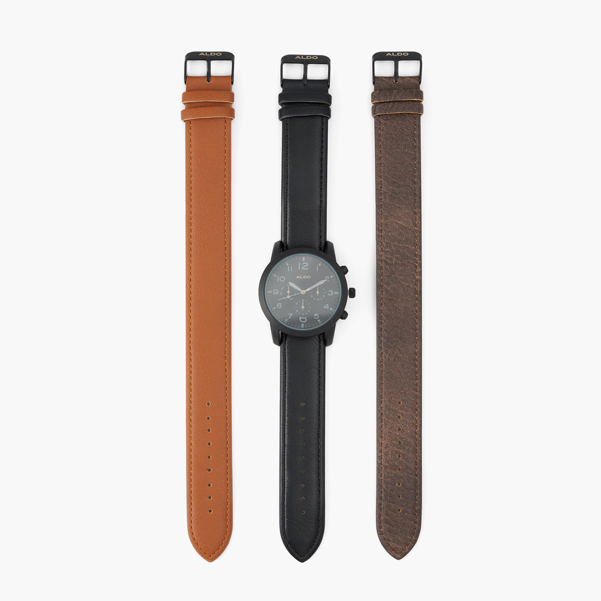 Aldo Men Black Strap Watch with Two Additional Straps-men-watchesandjewellery-watches-image-2