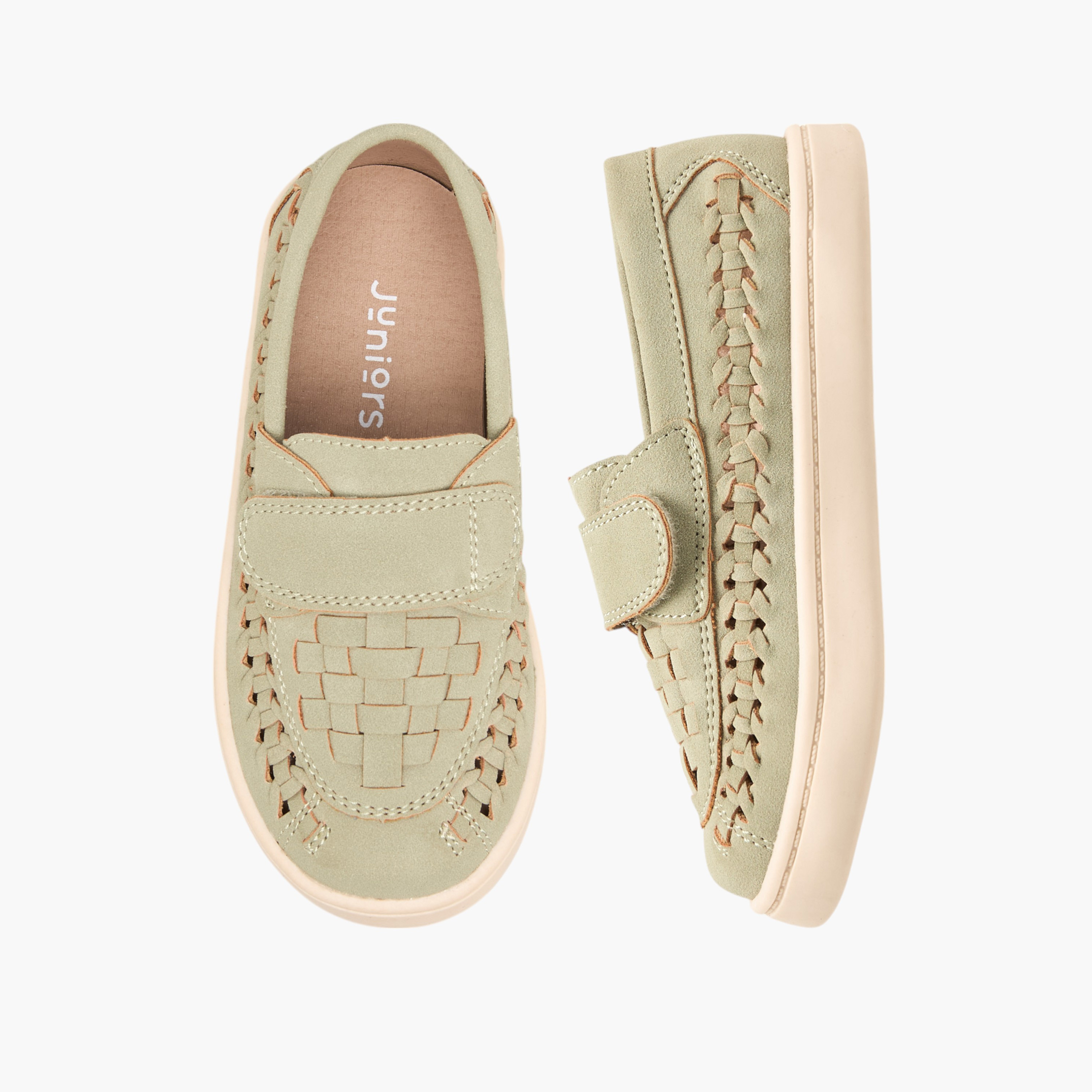 Barefeet Weave Textured Loafers with Hook and Loop Closure-boys-shoes-loafers-image-1