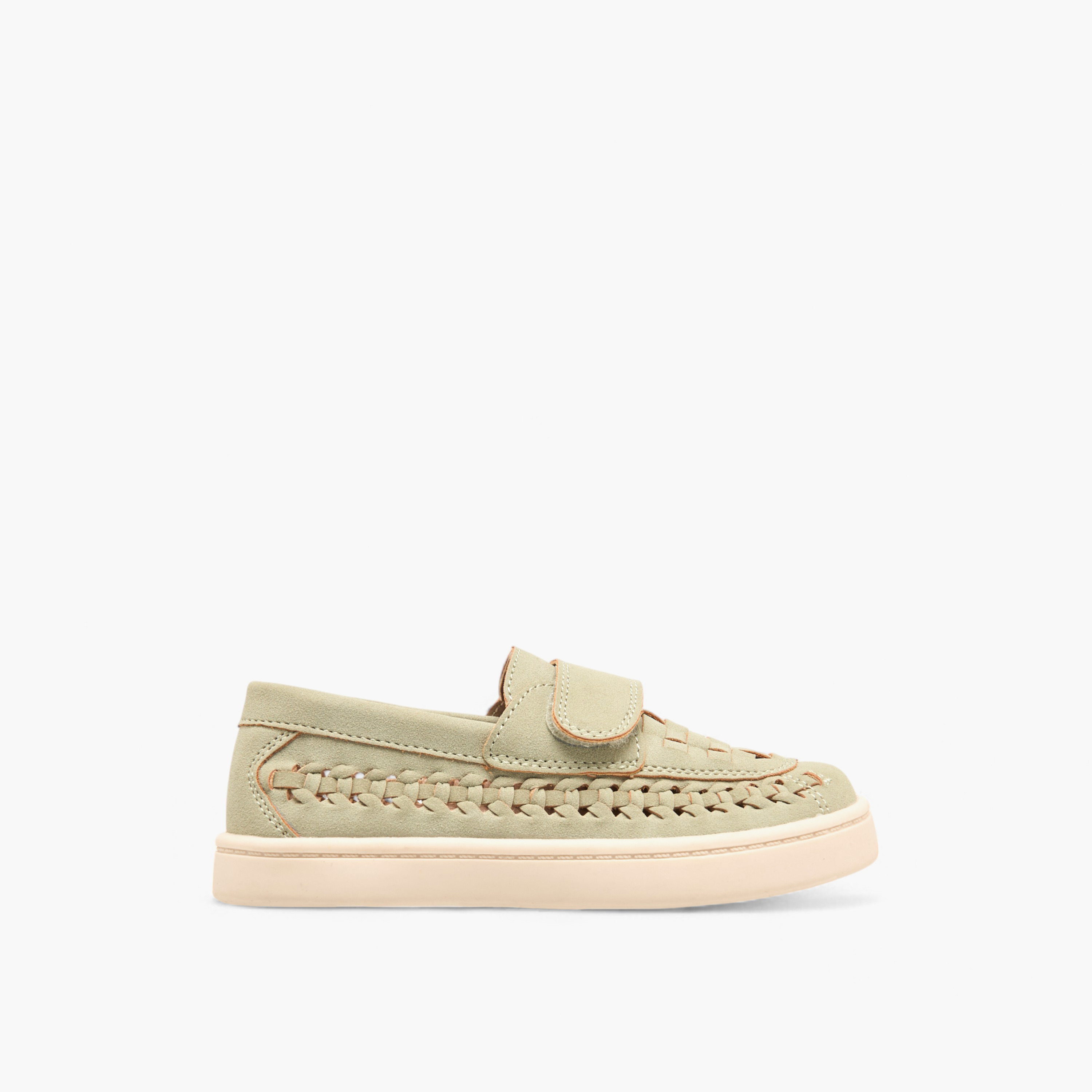 Barefeet Weave Textured Loafers with Hook and Loop Closure-boys-shoes-loafers-image-3