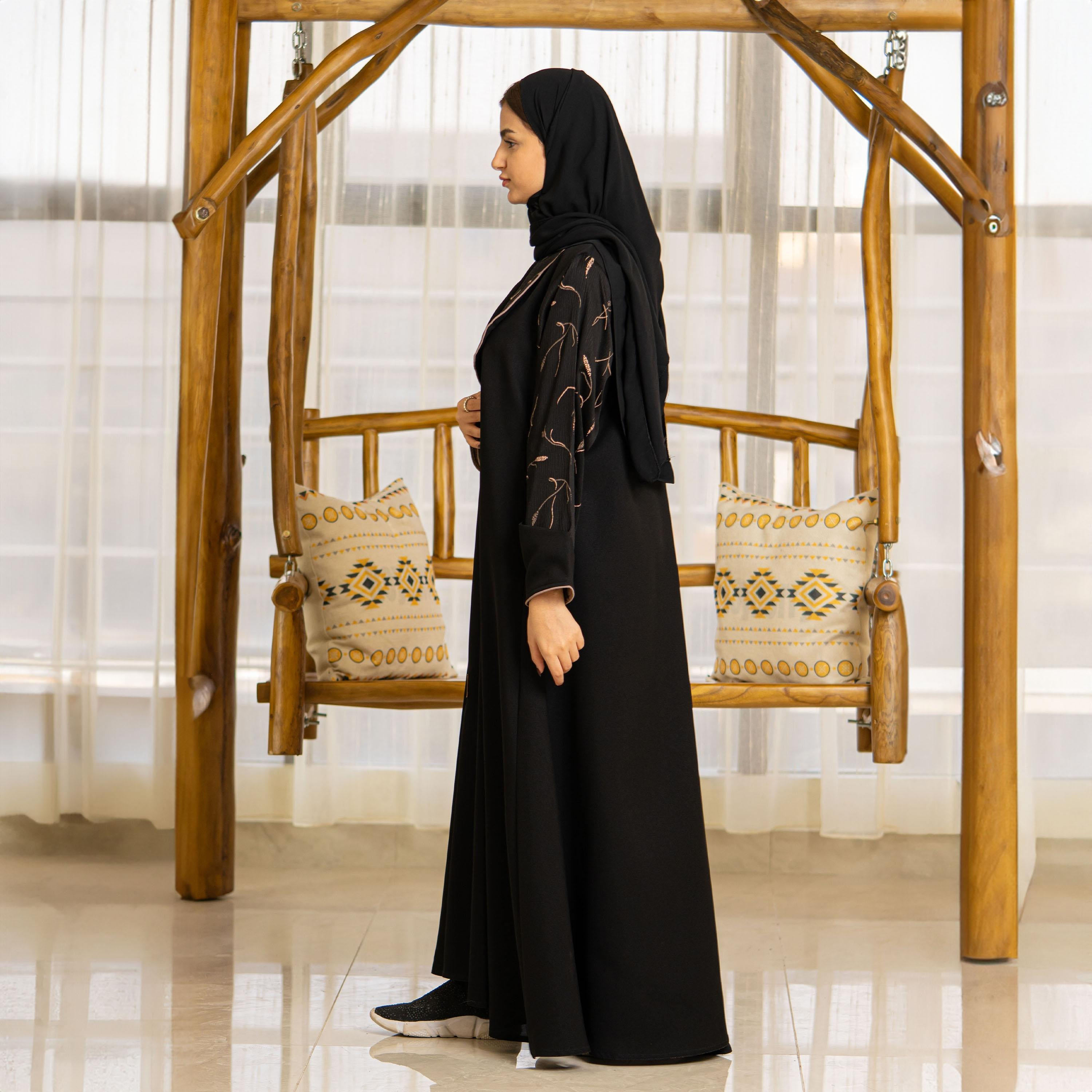 Zahiyh Spike Embroidered Abaya with Hijab-women-arabicclothing-abayas-image-3