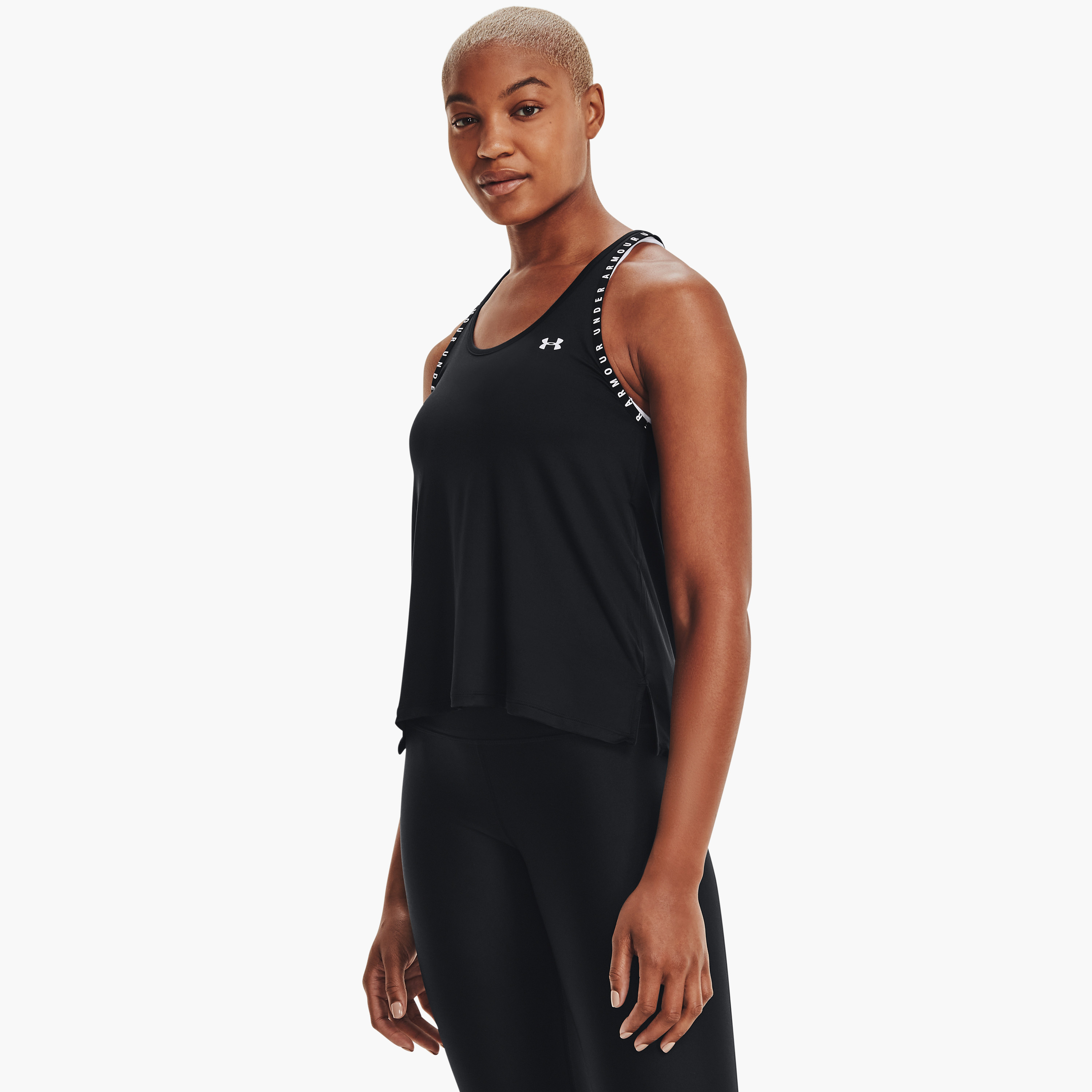 تي شيرت بدون أكمام بشعار خروج المغلوب مناندر ارمر | 1351596-sports-women-clothing-tshirtsandvests-image-1
