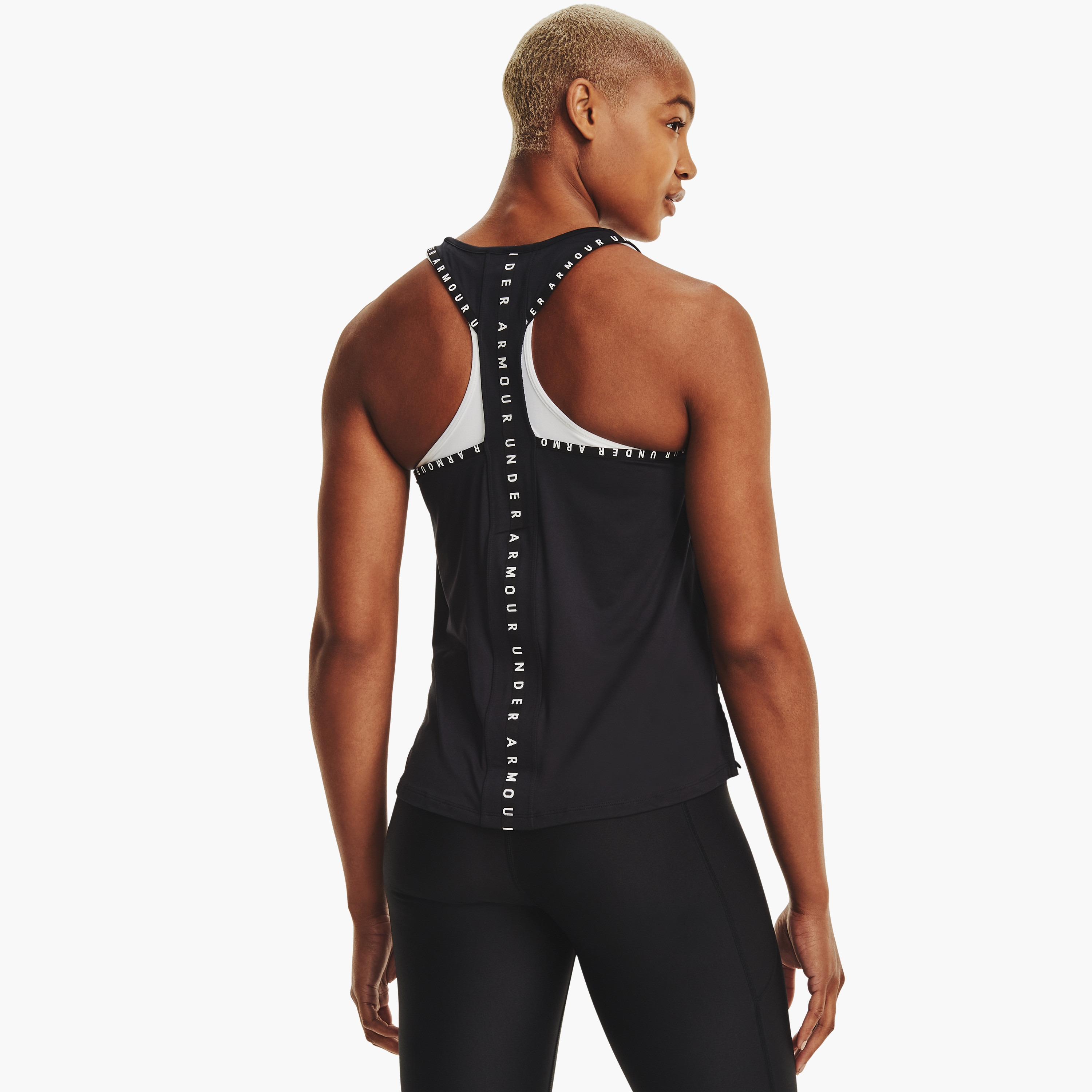 تي شيرت بدون أكمام بشعار خروج المغلوب مناندر ارمر | 1351596-sports-women-clothing-tshirtsandvests-image-4
