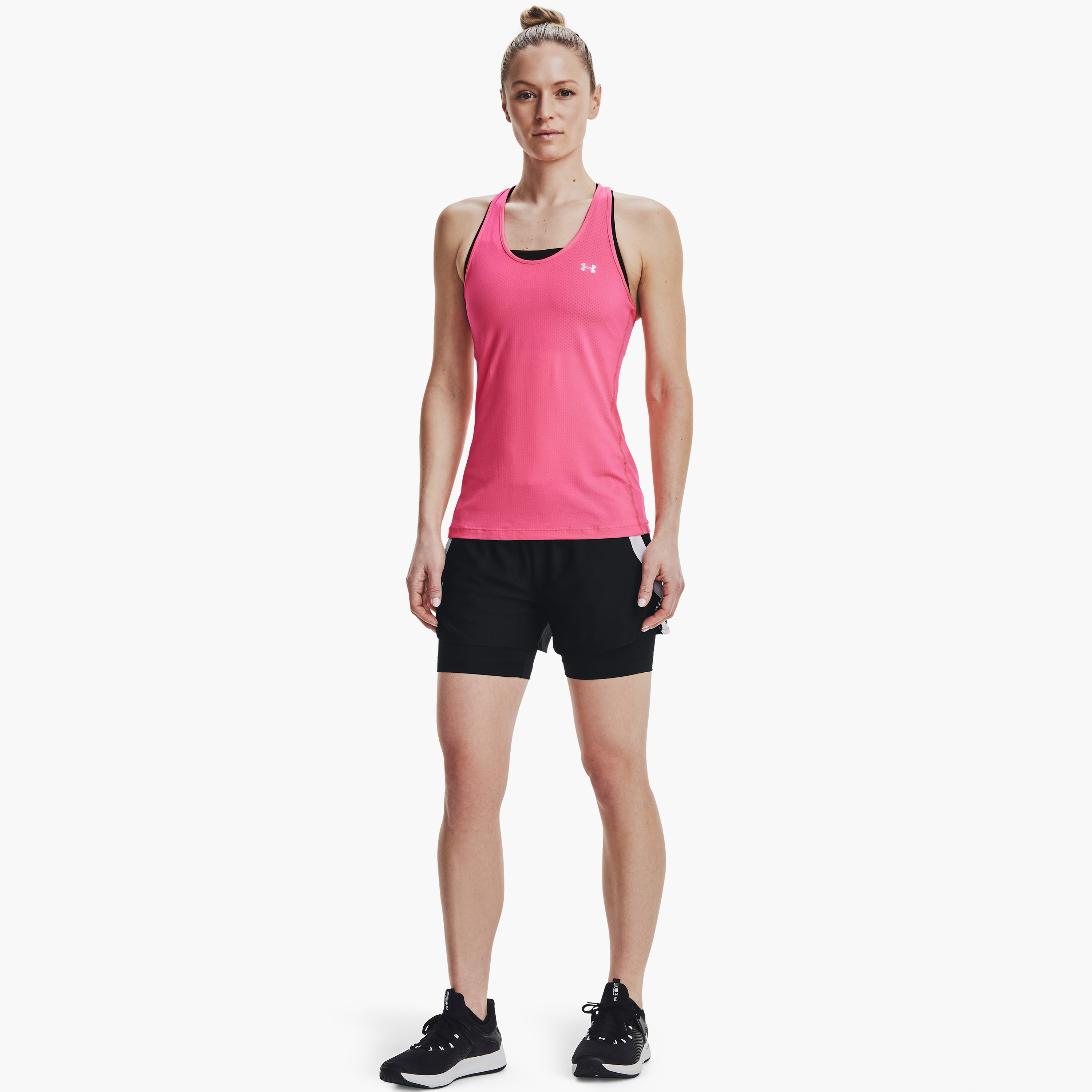 Under Armour Play Up Logo Mid-Rise Shorts | 1351981-sports-women-clothing-athleticskirtsandshorts-image-2