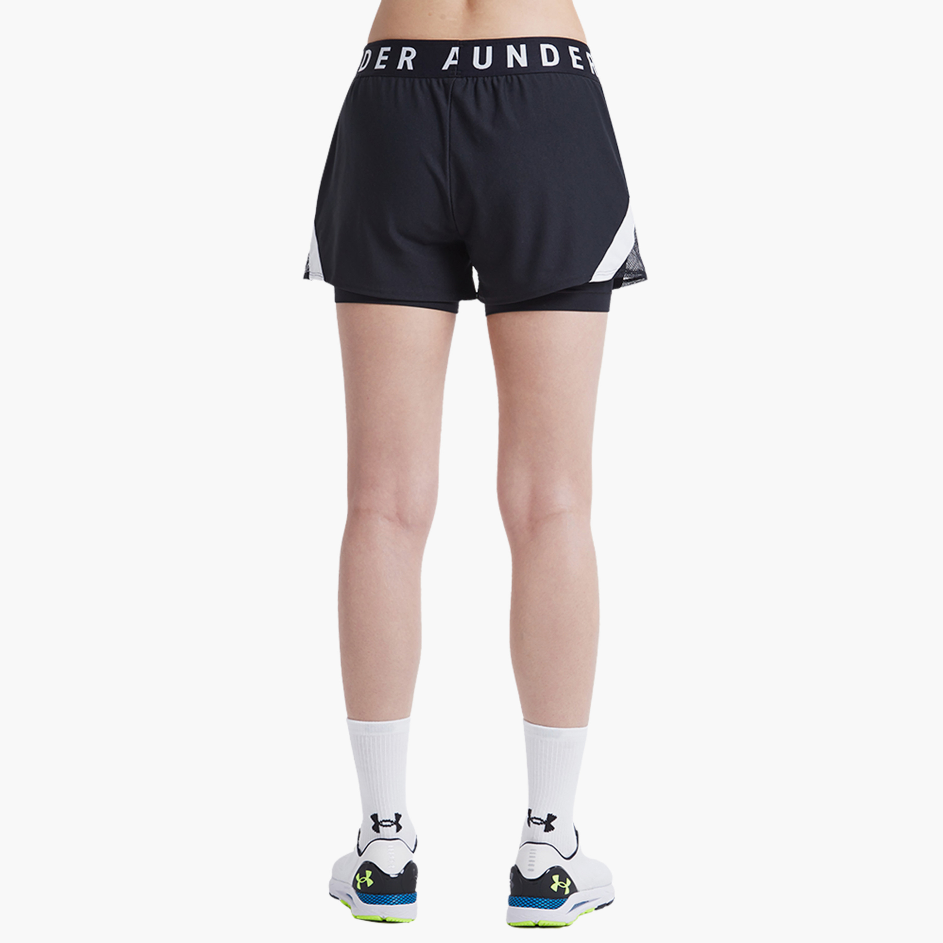 Under Armour Play Up Logo Mid-Rise Shorts | 1351981-sports-women-clothing-athleticskirtsandshorts-image-4