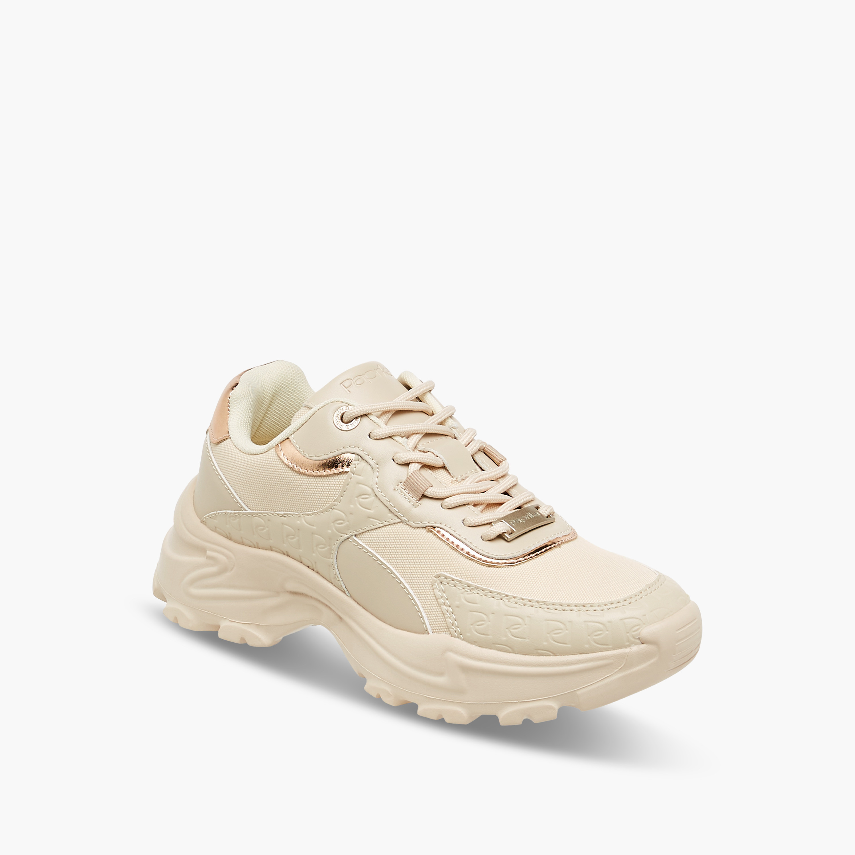 Paprika Monogram Embossed Sneakers with Lace-Up Closure-women-shoes-sneakers-image-2