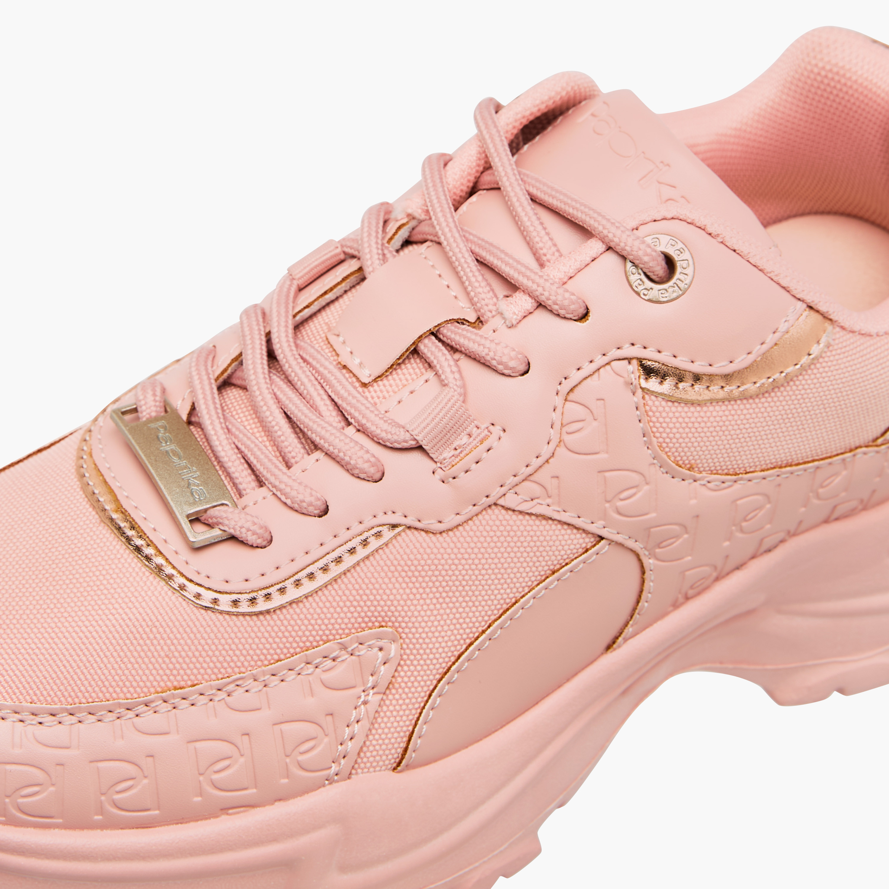 Paprika Monogram Embossed Sneakers with Lace-Up Closure-women-shoes-sneakers-image-4
