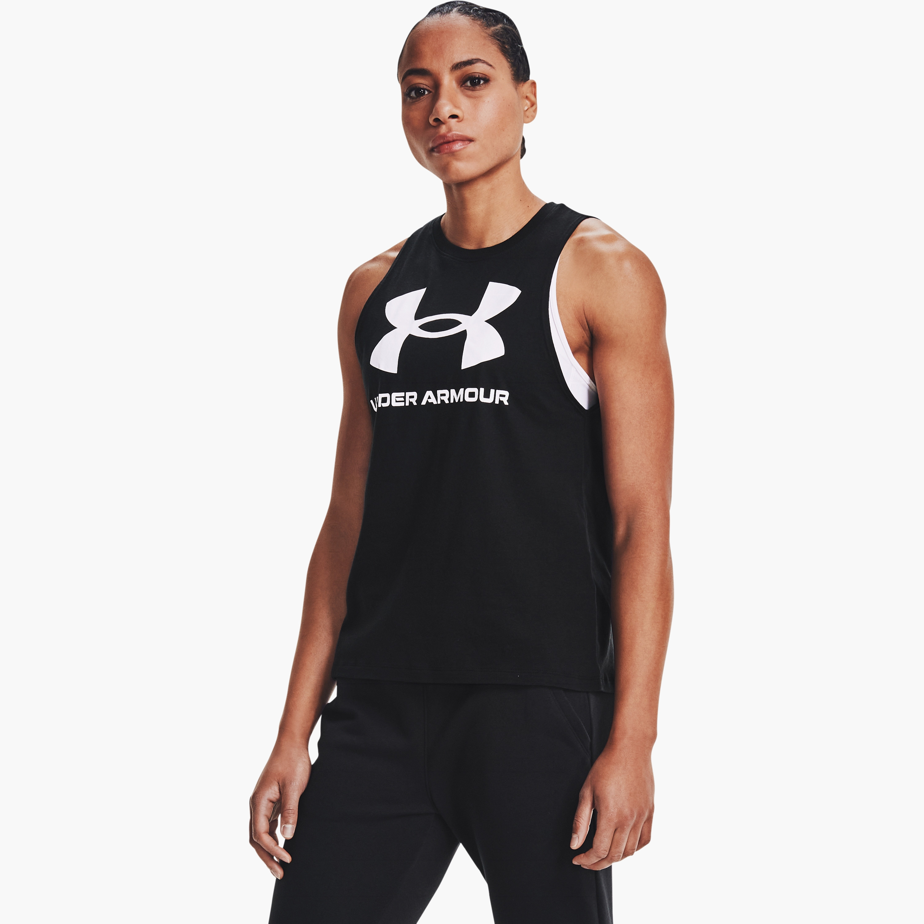 Under Armour Live Sportstyle Logo Crew Neck Sleeveless Tank Top | 1356297-sports-women-clothing-tshirtsandvests-image-1