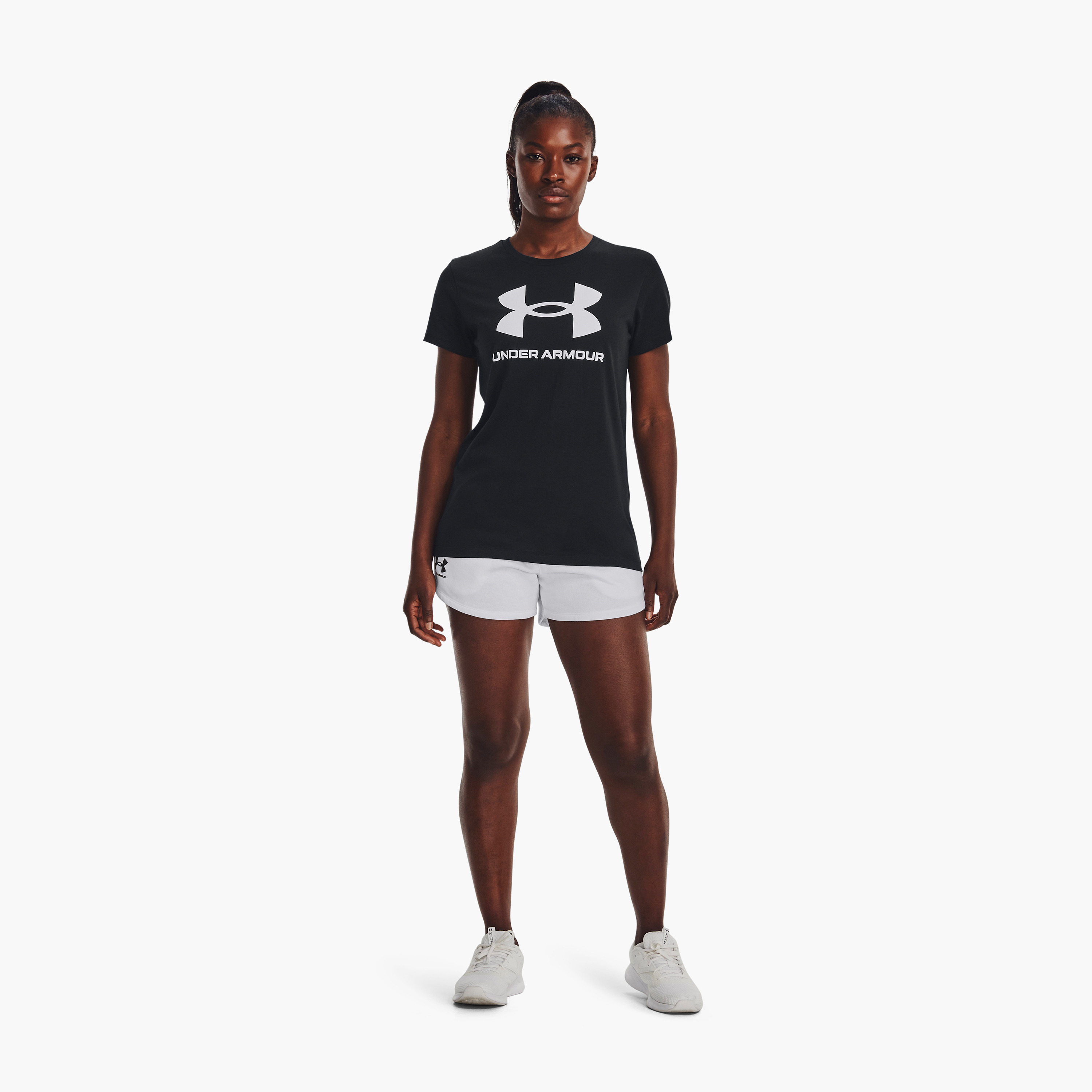 Under Armour W SPORTSTYLE LOGO SS Printed Crew Neck Short Sleeves T-Shirt | 1356305-sports-women-clothing-tshirtsandvests-image-3