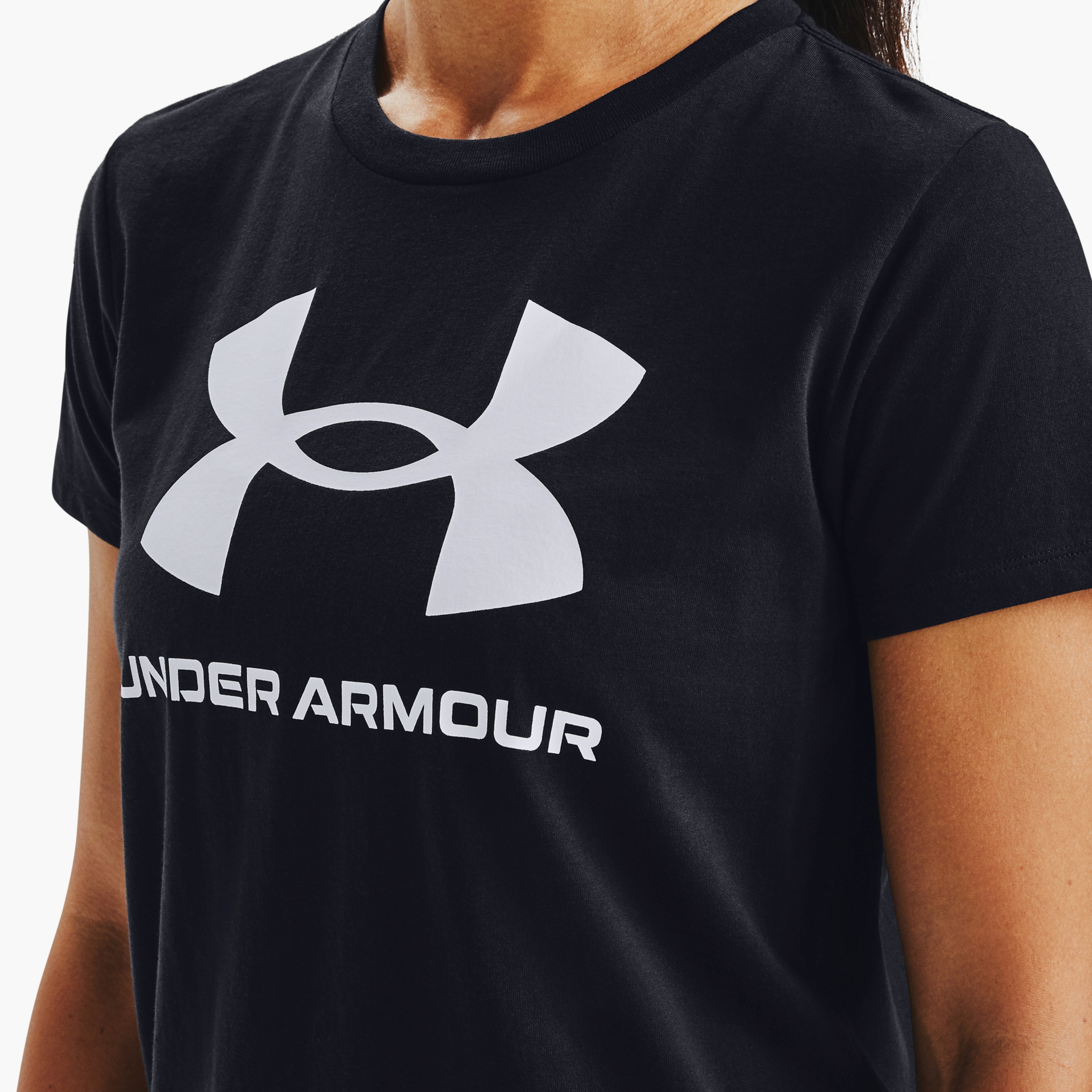Under Armour W SPORTSTYLE LOGO SS Printed Crew Neck Short Sleeves T-Shirt | 1356305-sports-women-clothing-tshirtsandvests-image-4