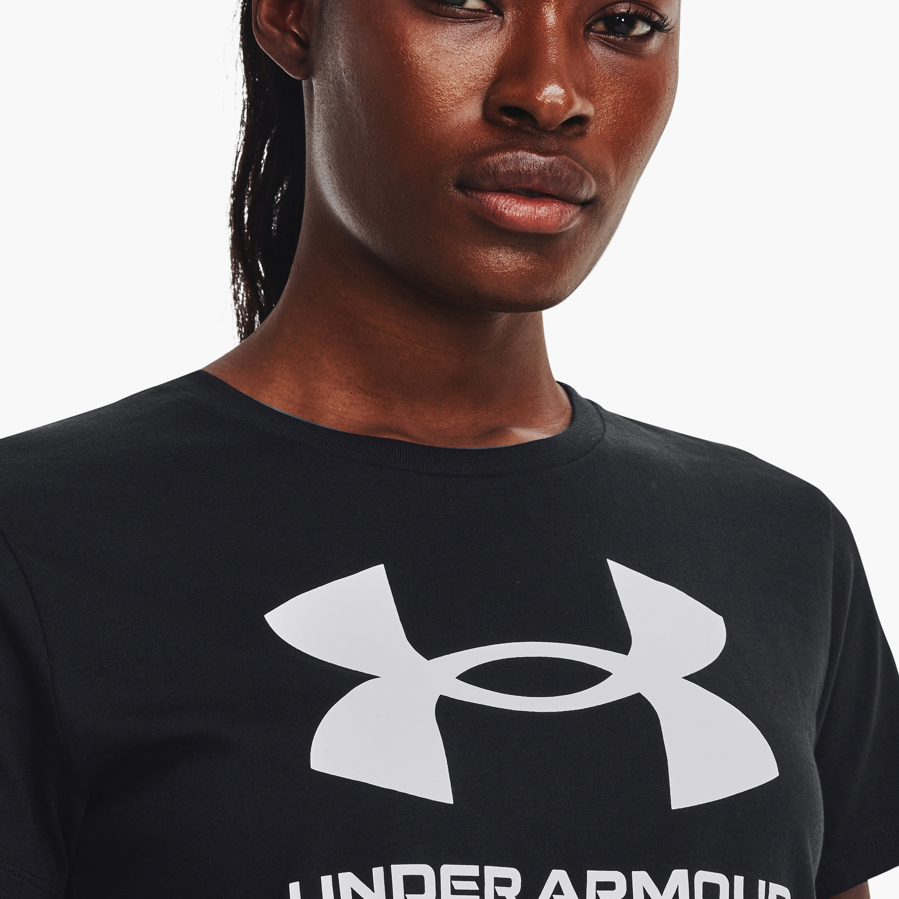 Under Armour W SPORTSTYLE LOGO SS Printed Crew Neck Short Sleeves T-Shirt | 1356305-sports-women-clothing-tshirtsandvests-image-5
