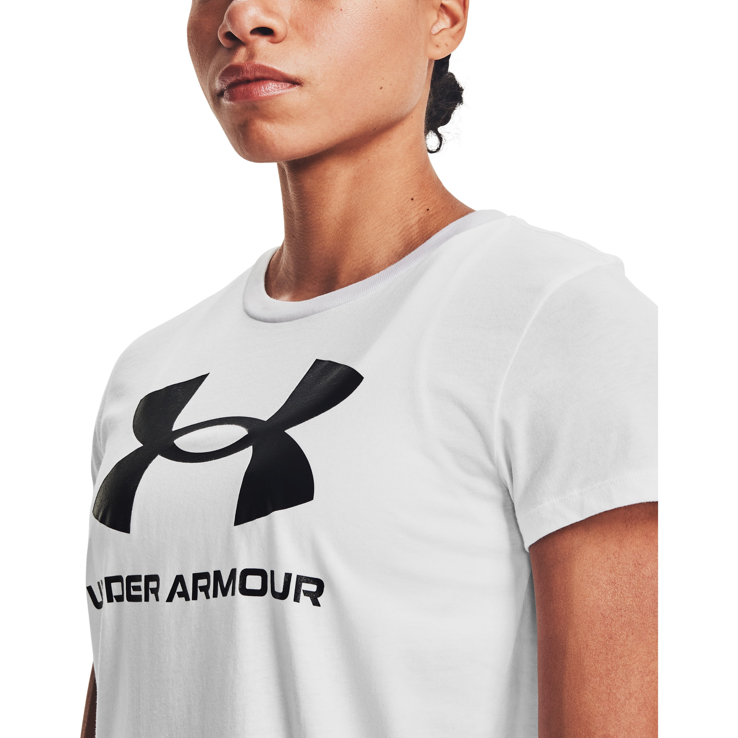 Under Armour W SPORTSTYLE LOGO SS Printed Crew Neck Short Sleeves T-Shirt | 1356305-sports-women-clothing-tshirtsandvests-image-3