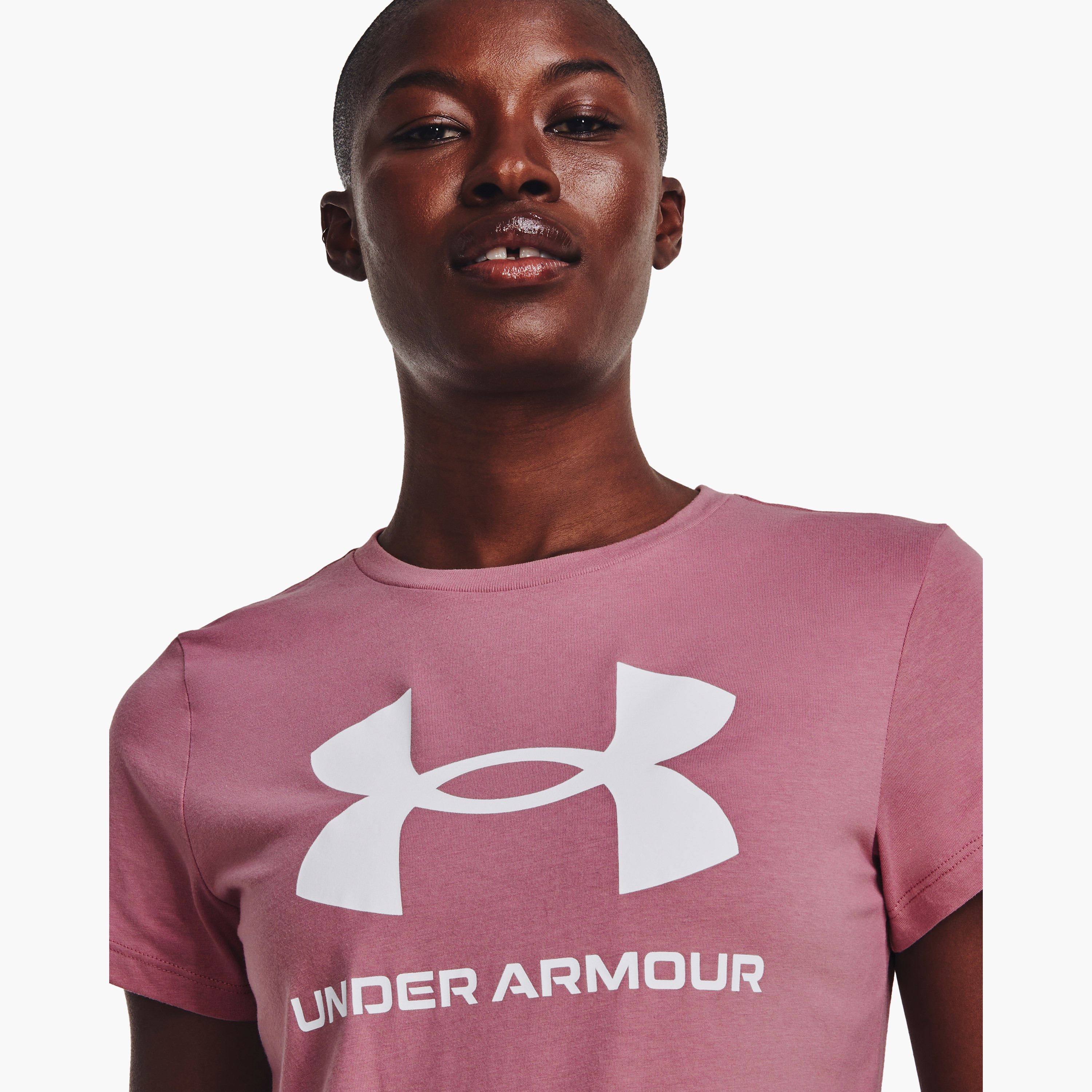 Under Armour W SPORTSTYLE LOGO SS Printed Crew Neck Short Sleeves T-Shirt | 1356305-sports-women-clothing-tshirtsandvests-image-3