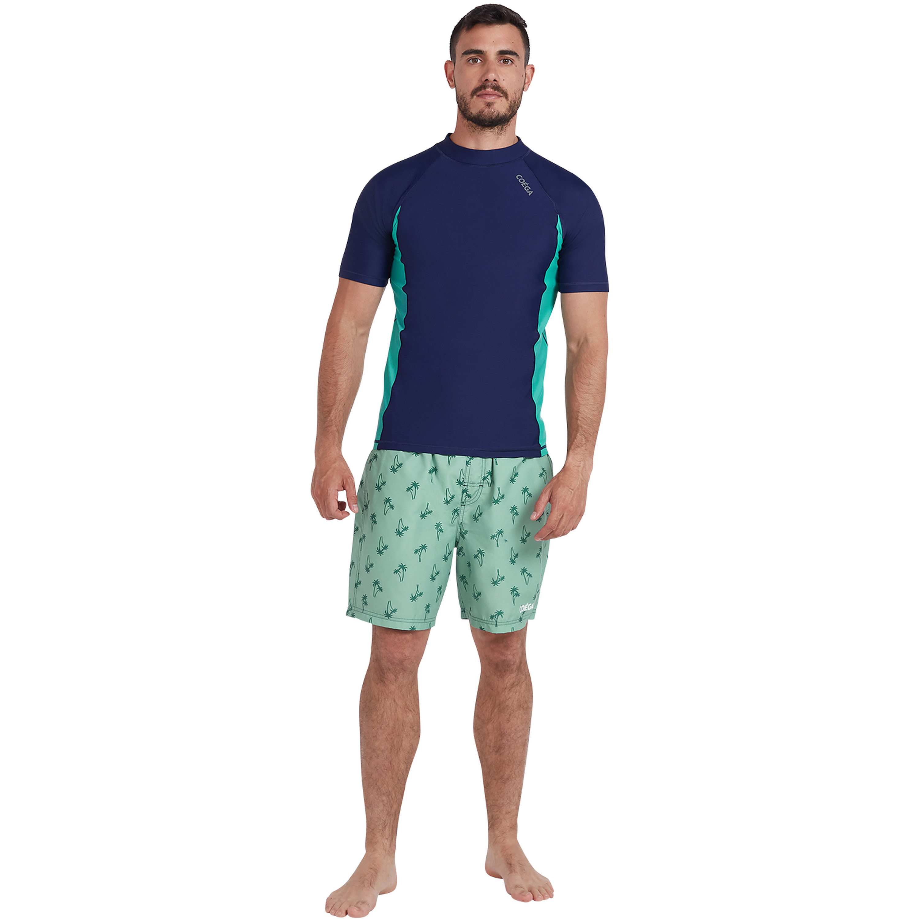 Coega Mens Short Sleeve Rashguard - Navy Spring Palms-sports-men-clothing-swimwear-image-2