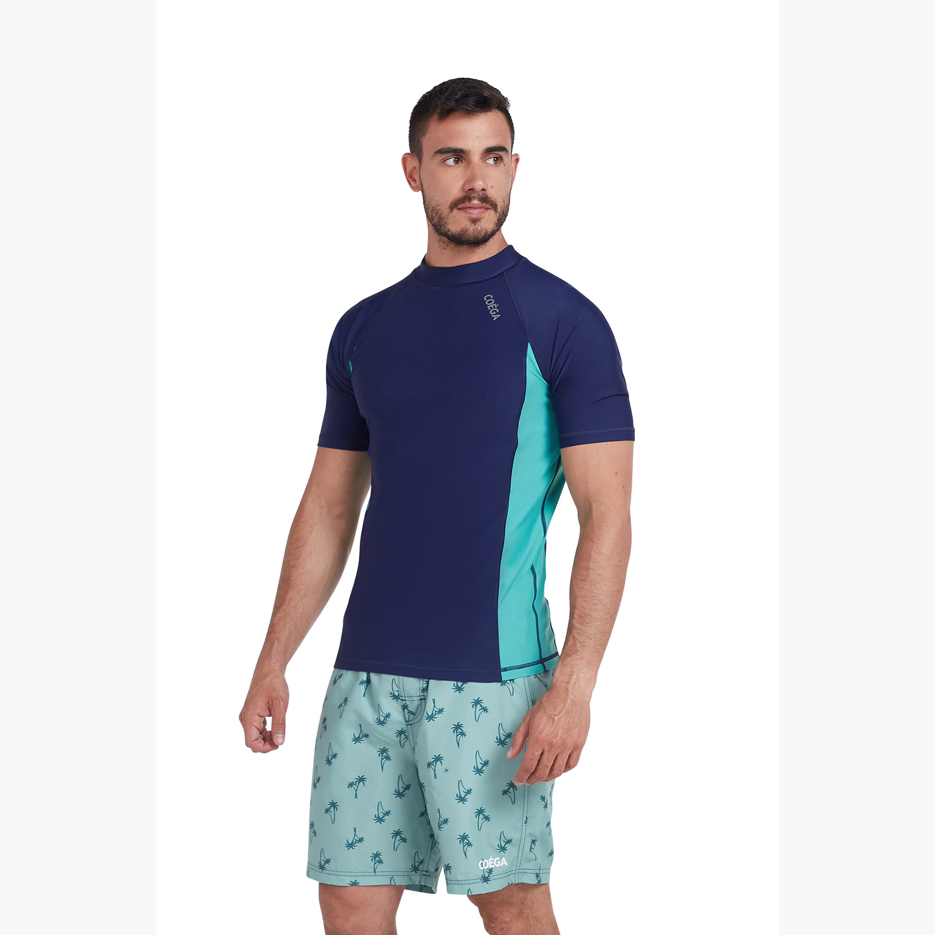 Coega Mens Short Sleeve Rashguard - Navy Spring Palms-sports-men-clothing-swimwear-image-3