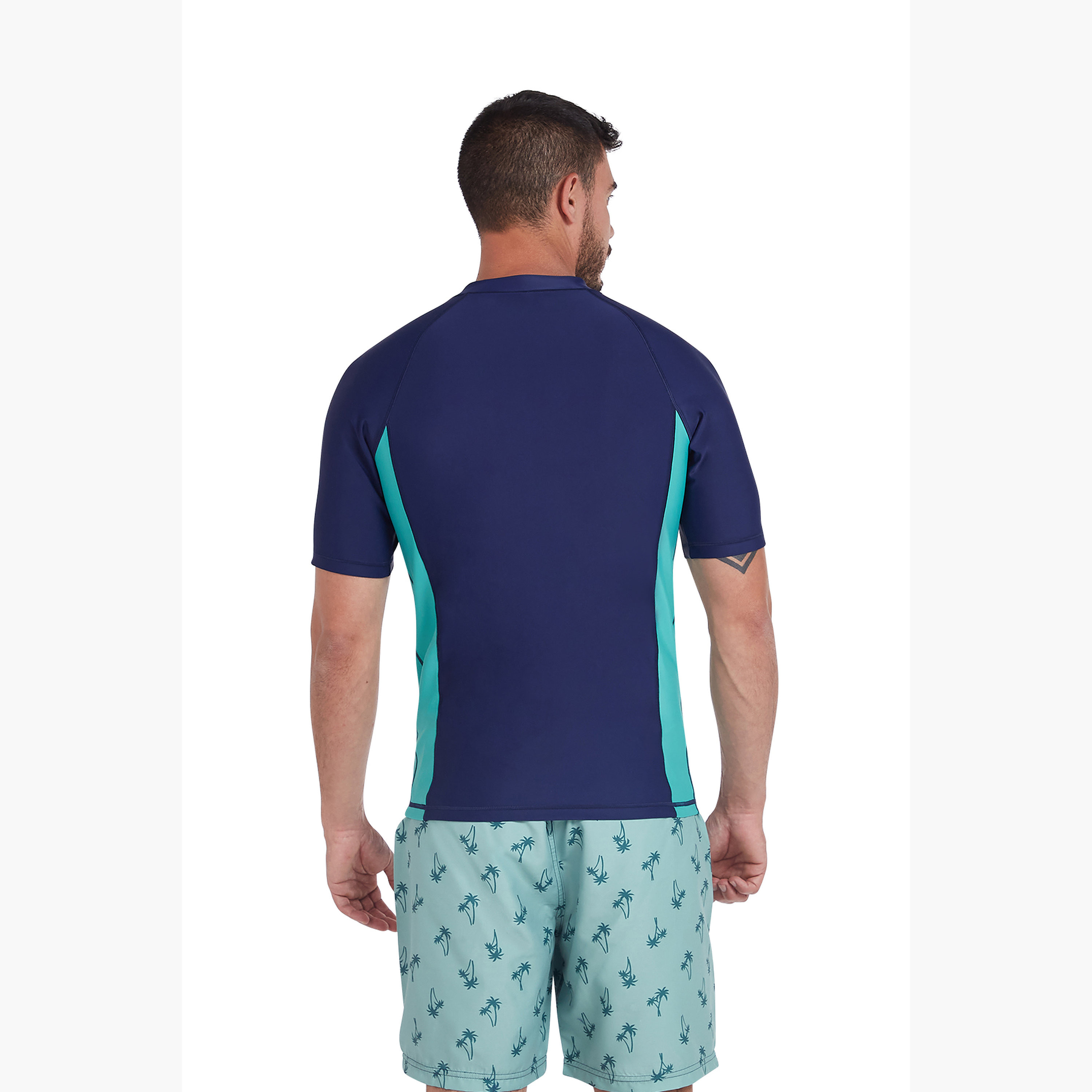 Coega Mens Short Sleeve Rashguard - Navy Spring Palms-sports-men-clothing-swimwear-image-4
