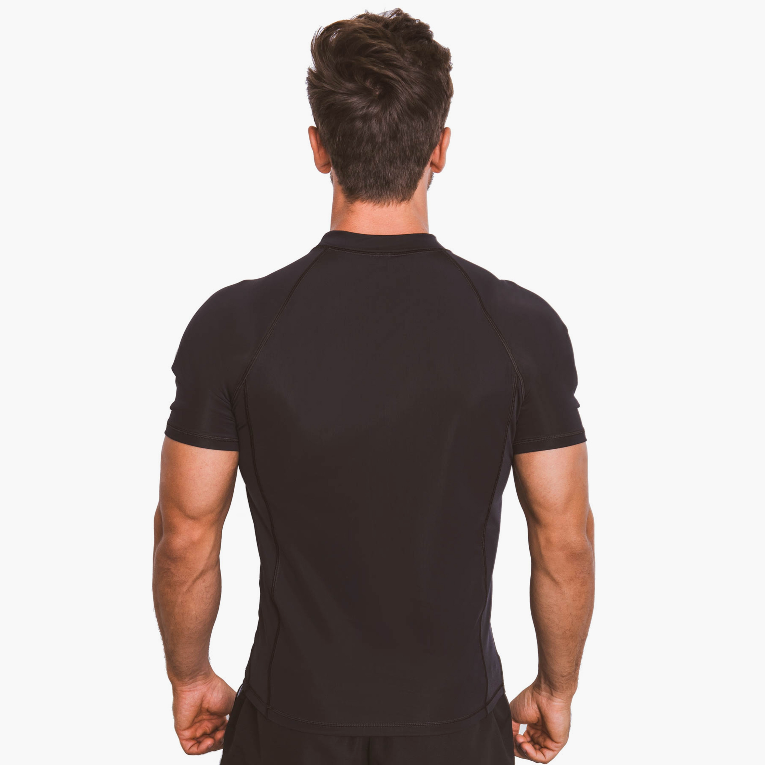 Coega Men's Rashguard Short Raglan Sleeves, Black-sports-men-clothing-swimwear-image-2