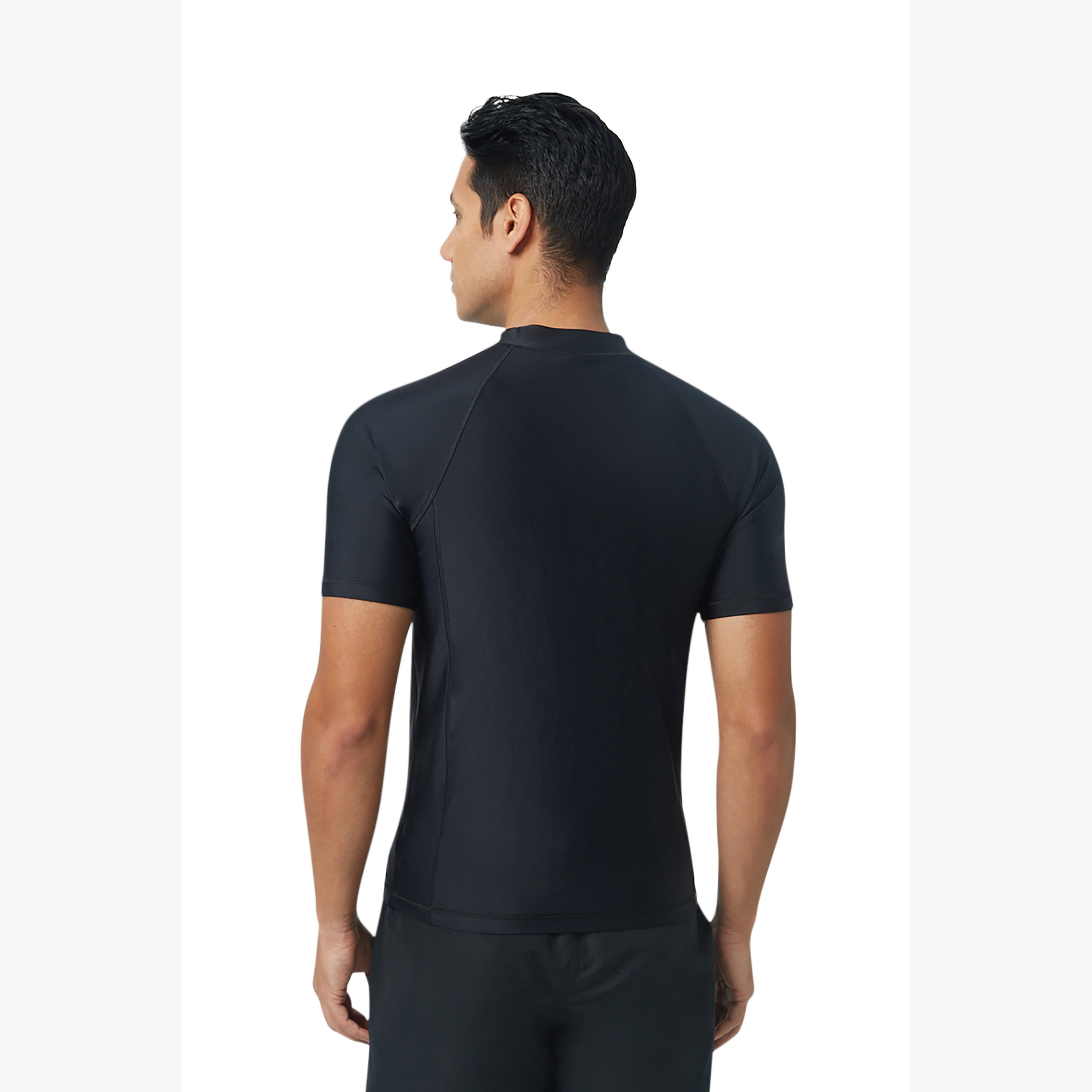 كويغا رجالية قصيرة الأكمام راش جارد - سوداء صلبة-sports-men-clothing-swimwear-image-3