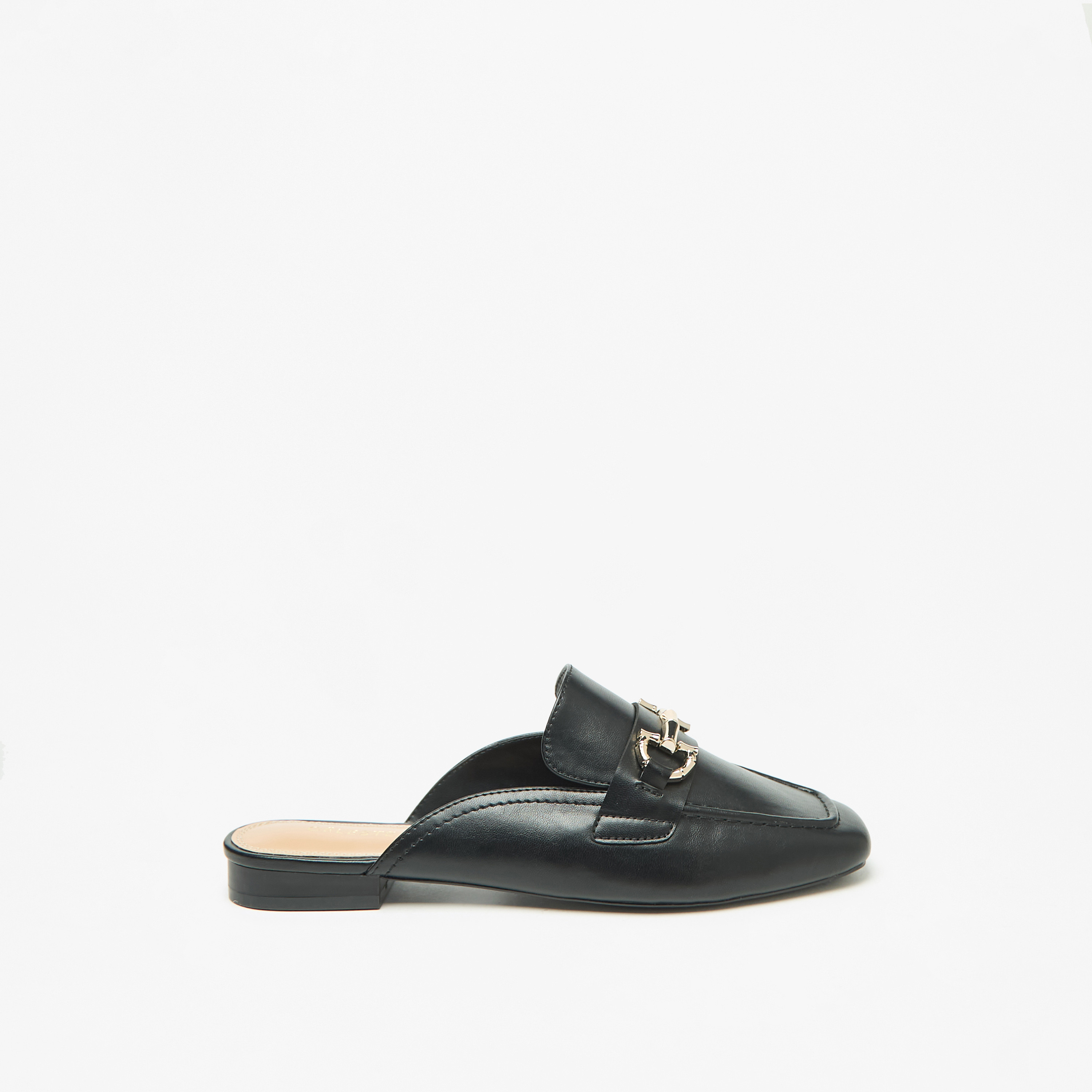 Celeste Women's Solid Slip-On Mules with Metallic Accent-women-shoes-flats-mules-image-2