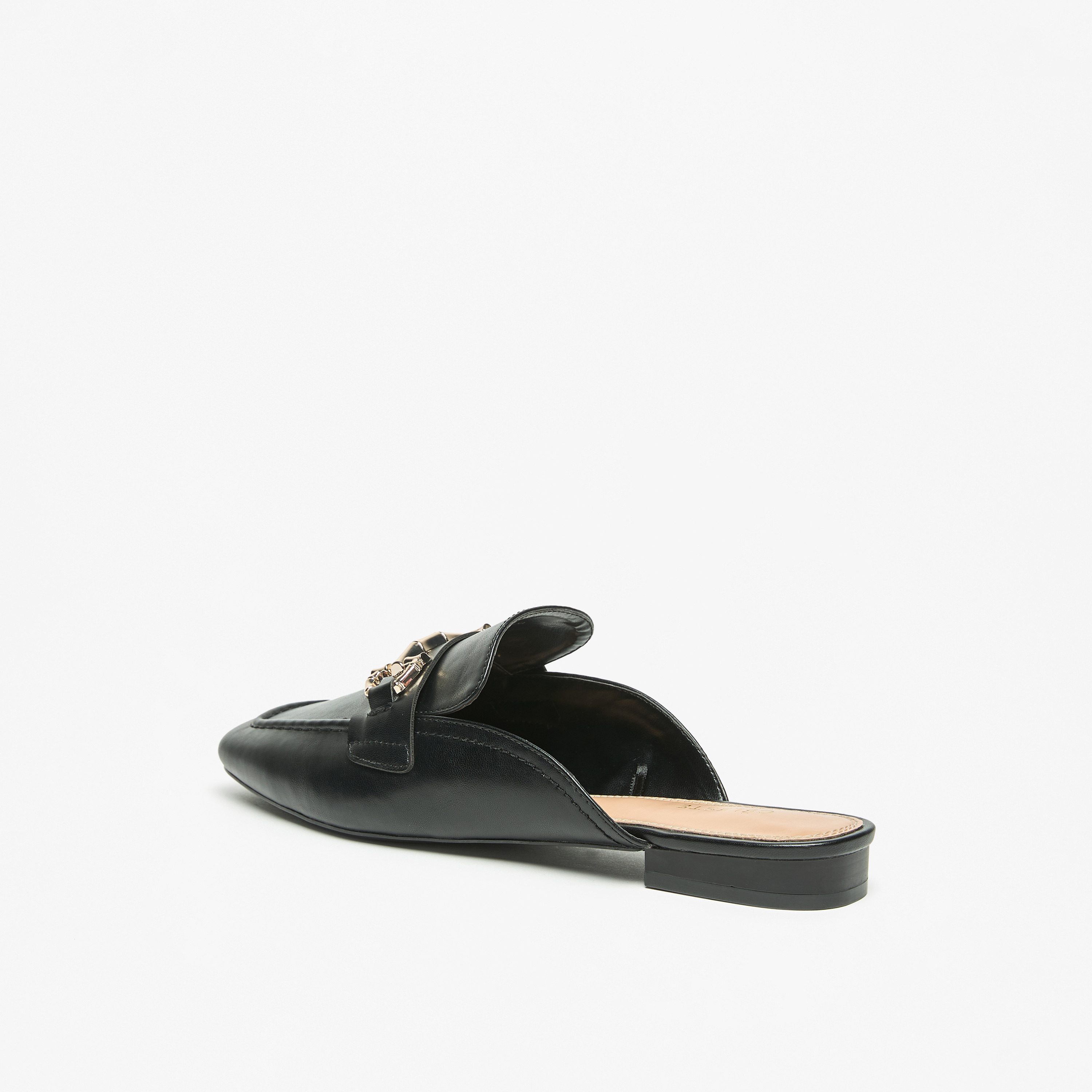 Celeste Women's Solid Slip-On Mules with Metallic Accent-women-shoes-flats-mules-image-4